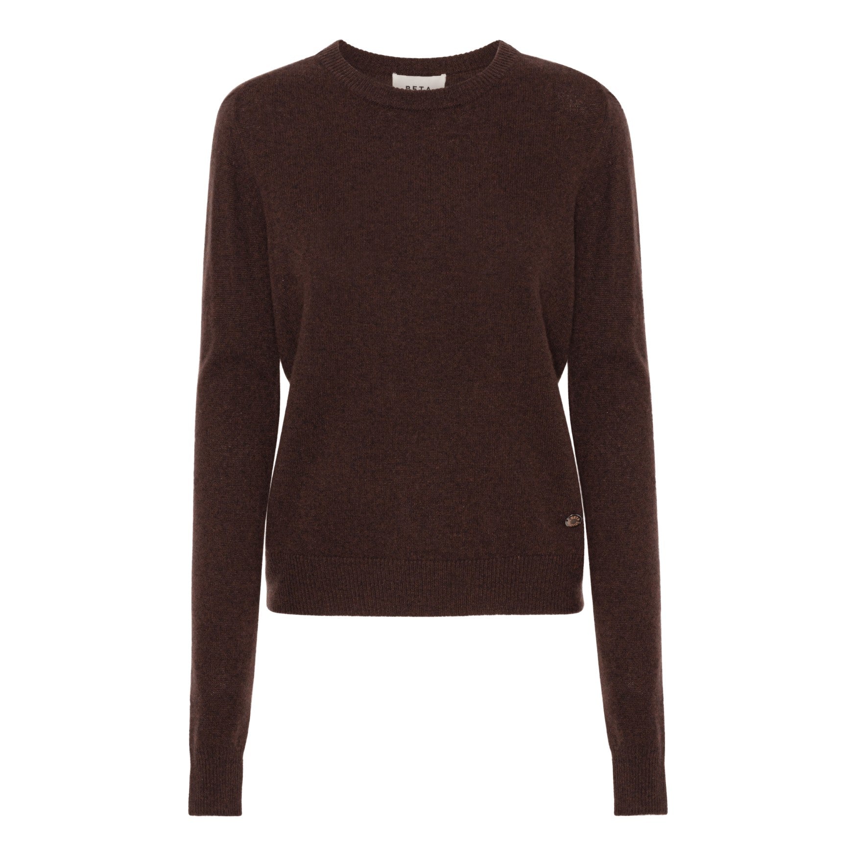 Beta Studios Abbie O-neck Basic Cashmere Tops Coffee Brown