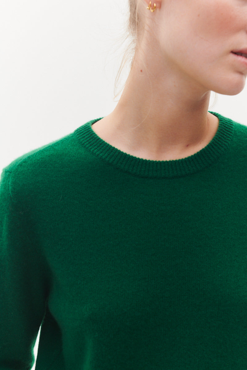 Beta Studios Abbie O-neck Basic Cashmere Tops Fir Green