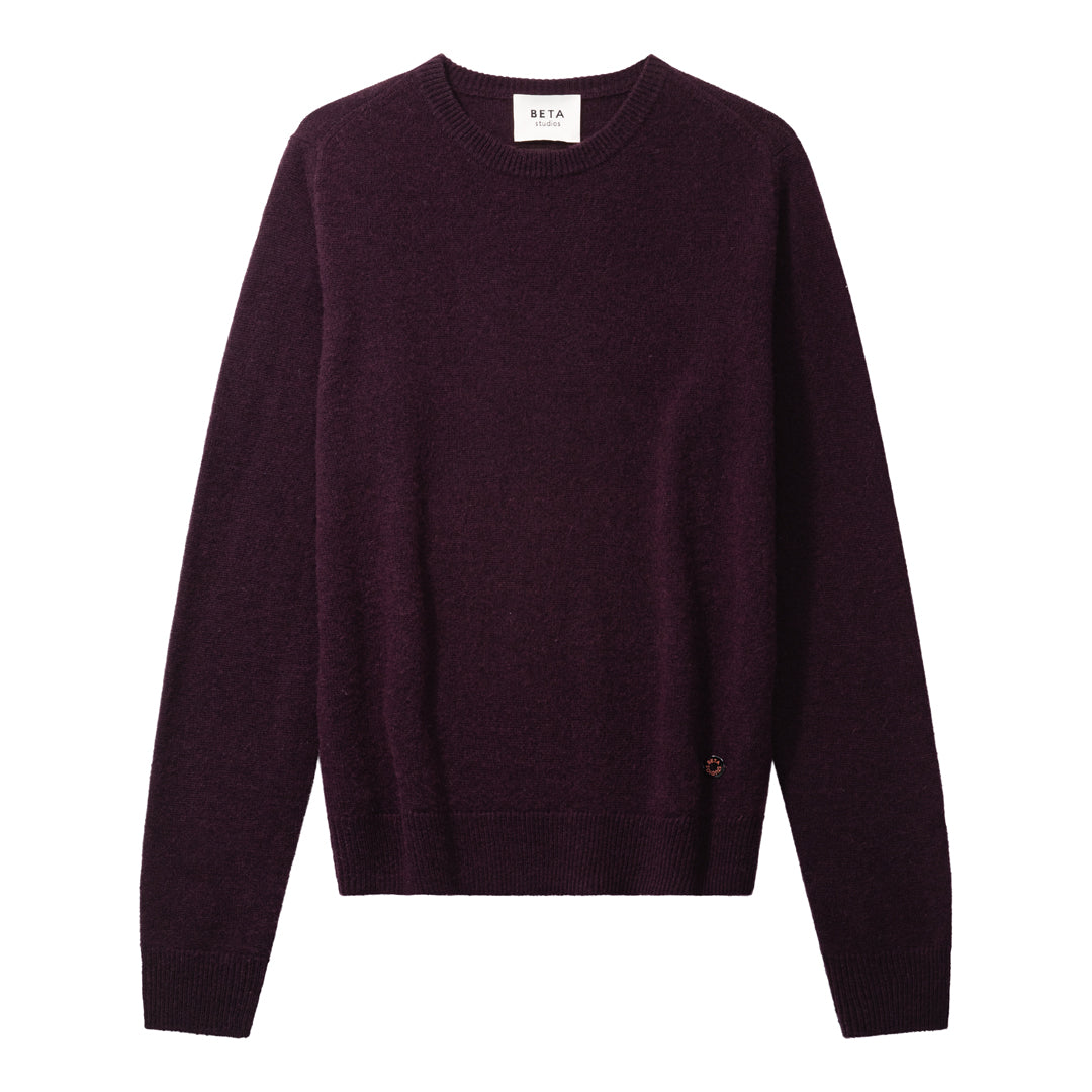Beta Studios Abbie O-neck Basic Cashmere Tops Ripe fig