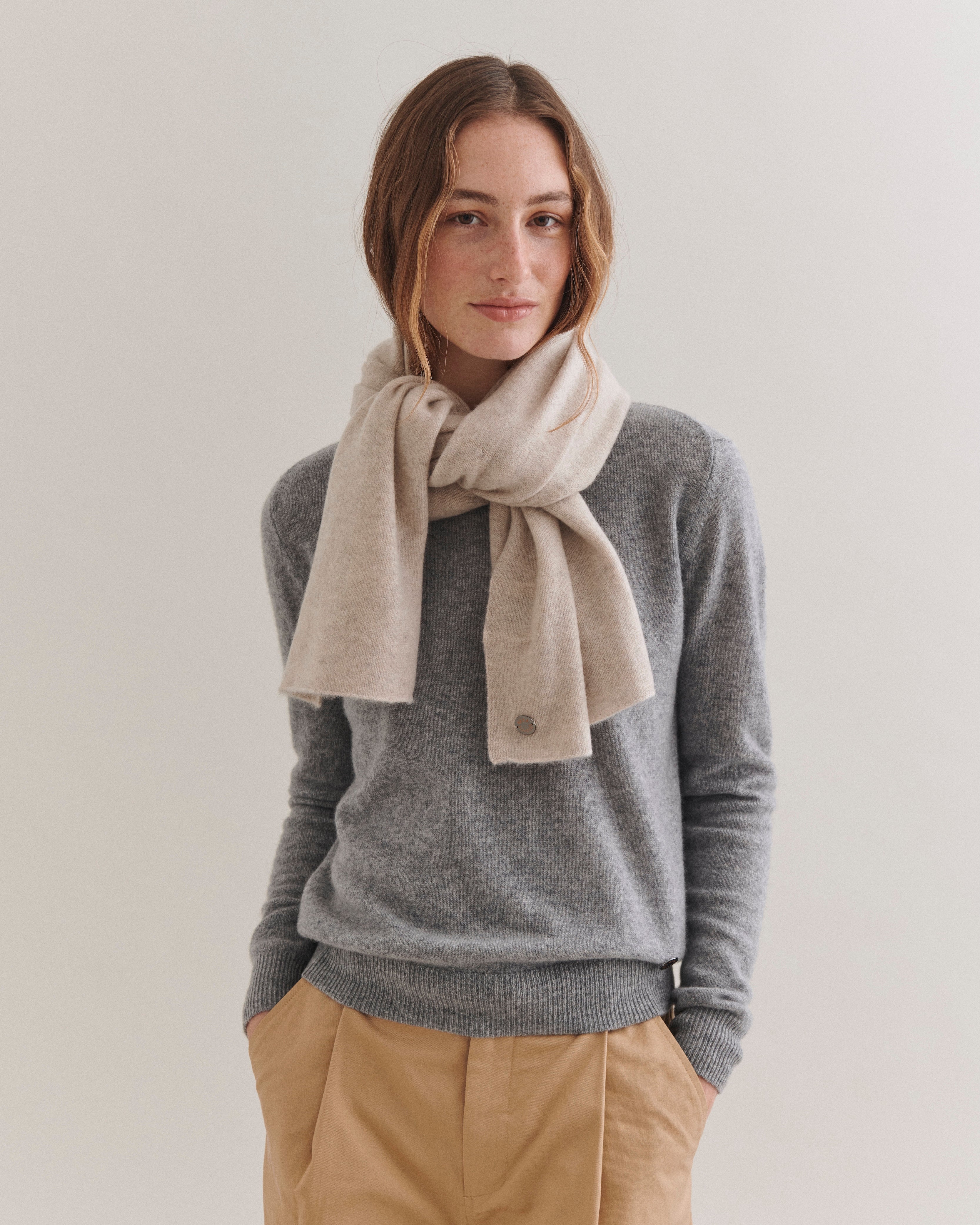 Beta Studios Aja Long Scarf Accessories Cashmere Grey Melange