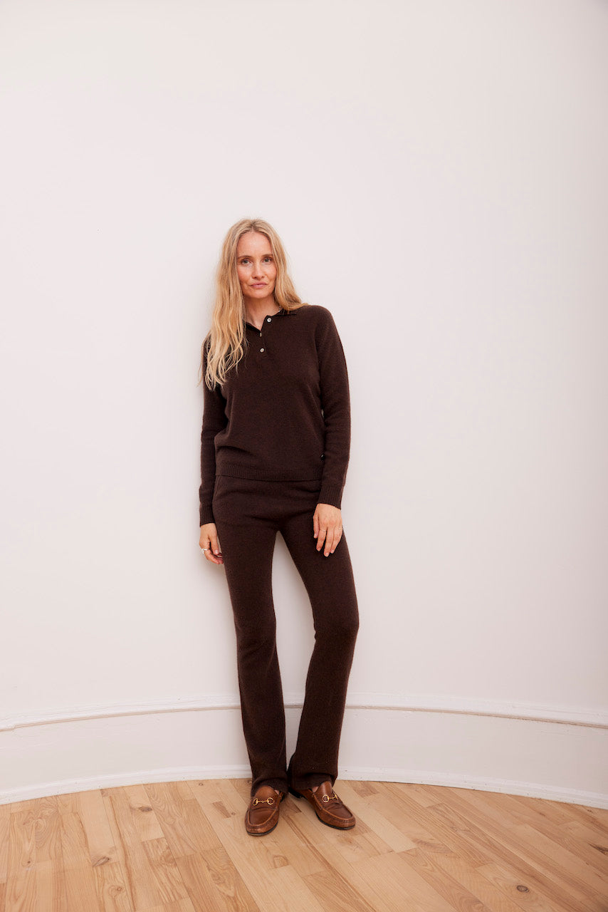 Beta Studios Alba Straight Pants Cashmere Pants Coffee Brown