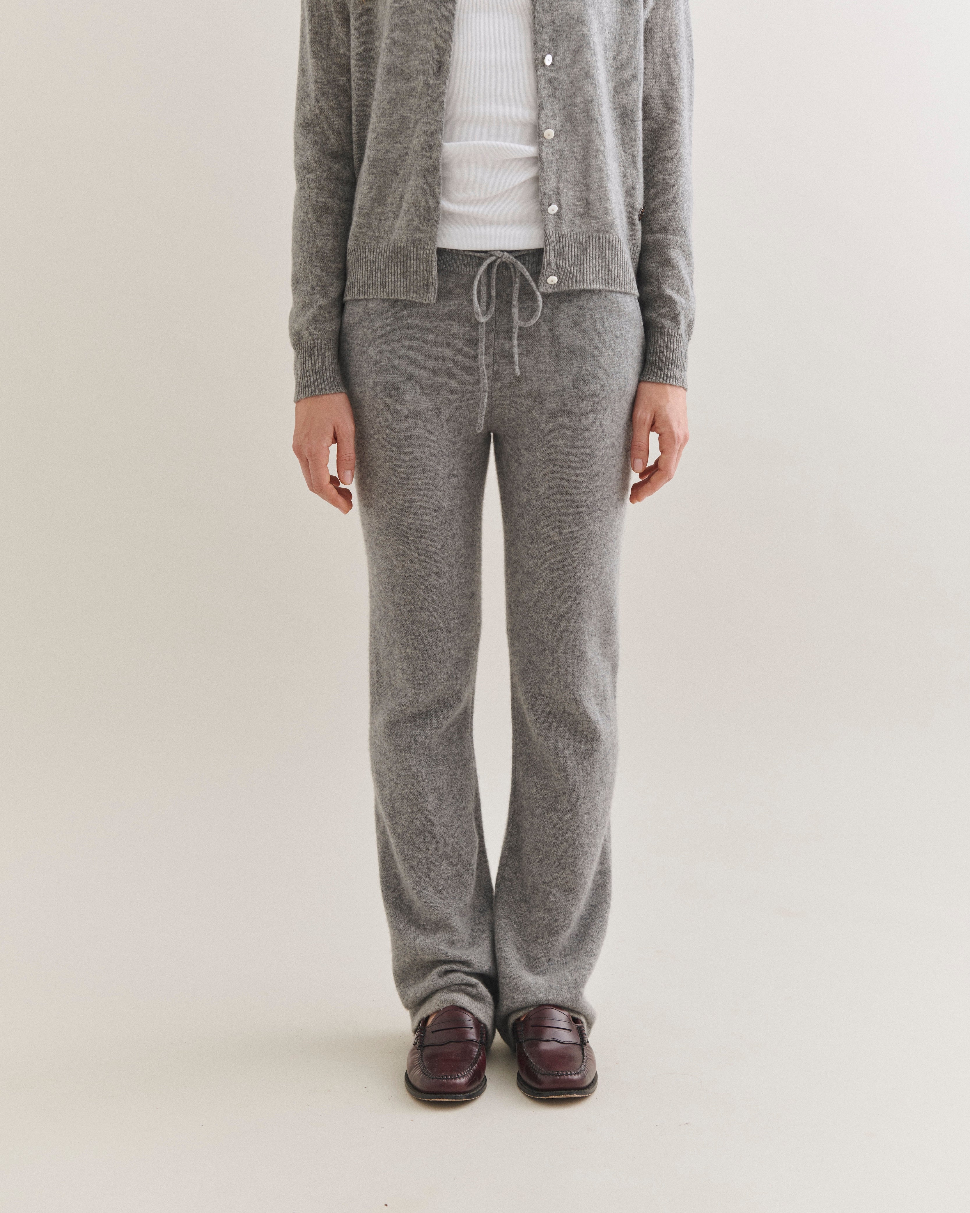 Beta Studios Alba Straight Pants Cashmere Pants Grey Melange