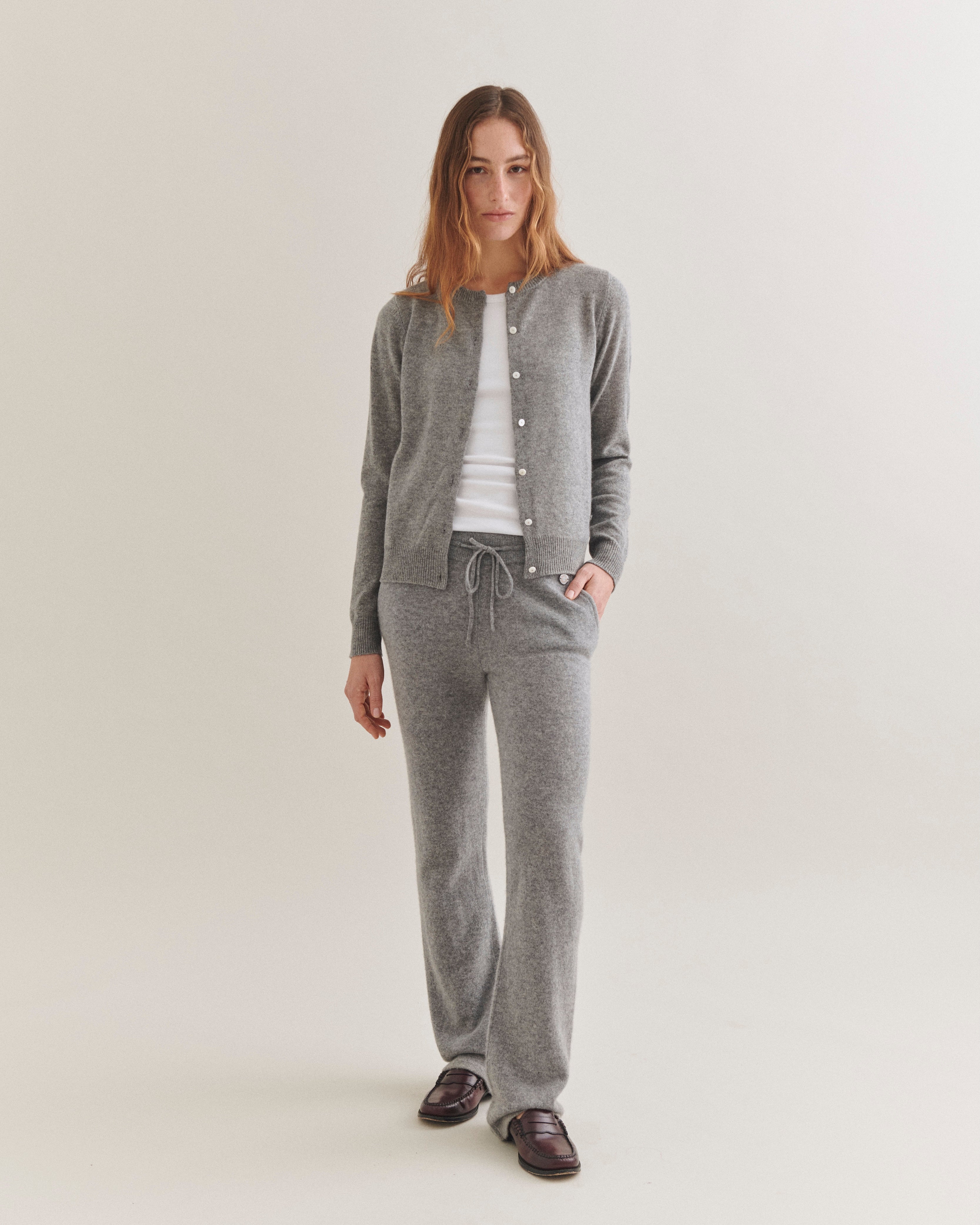 Beta Studios Alba Straight Pants Cashmere Pants Grey Melange