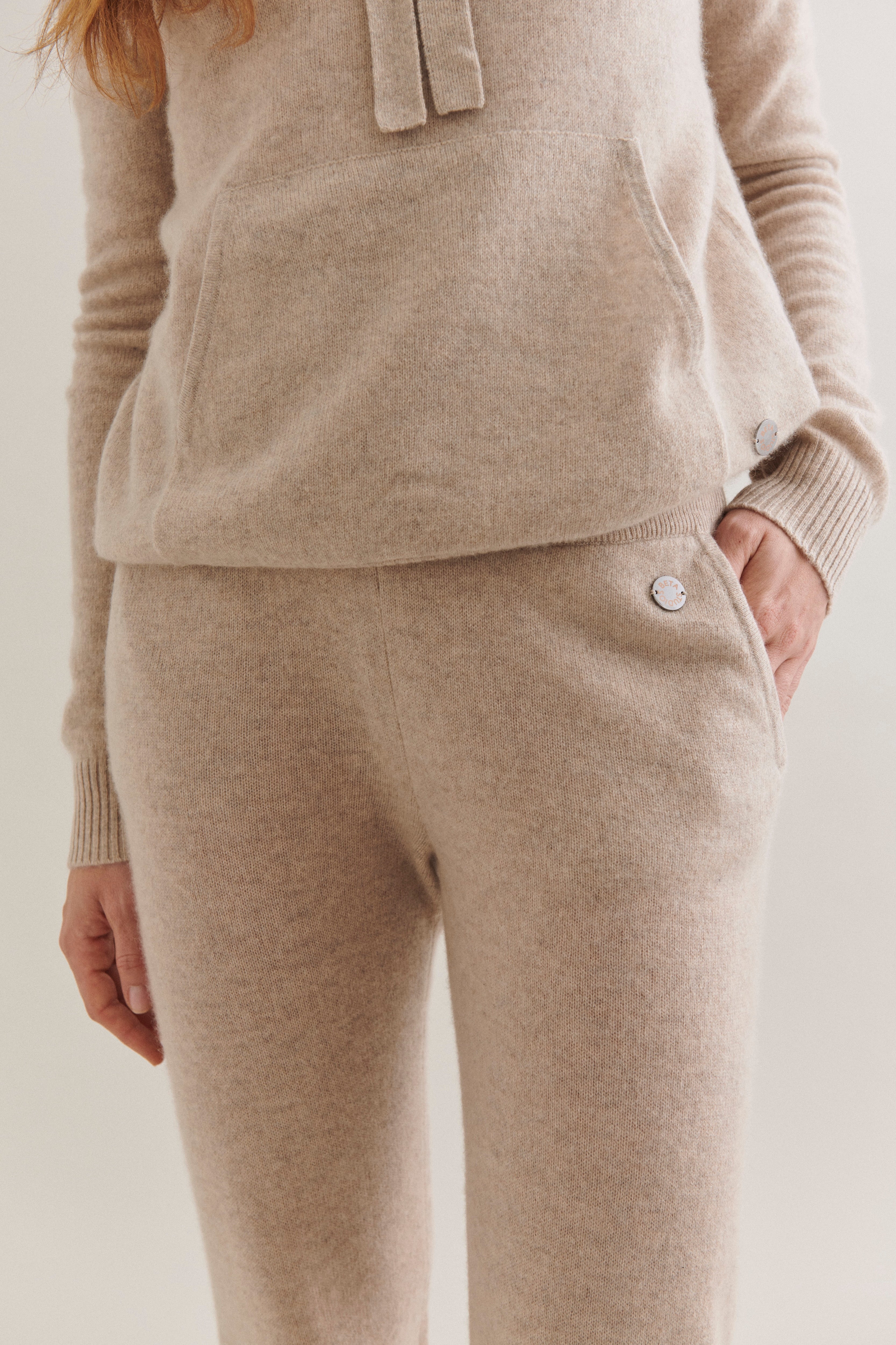 Beta Studios Alba Straight Pants Cashmere Pants Sand Melange