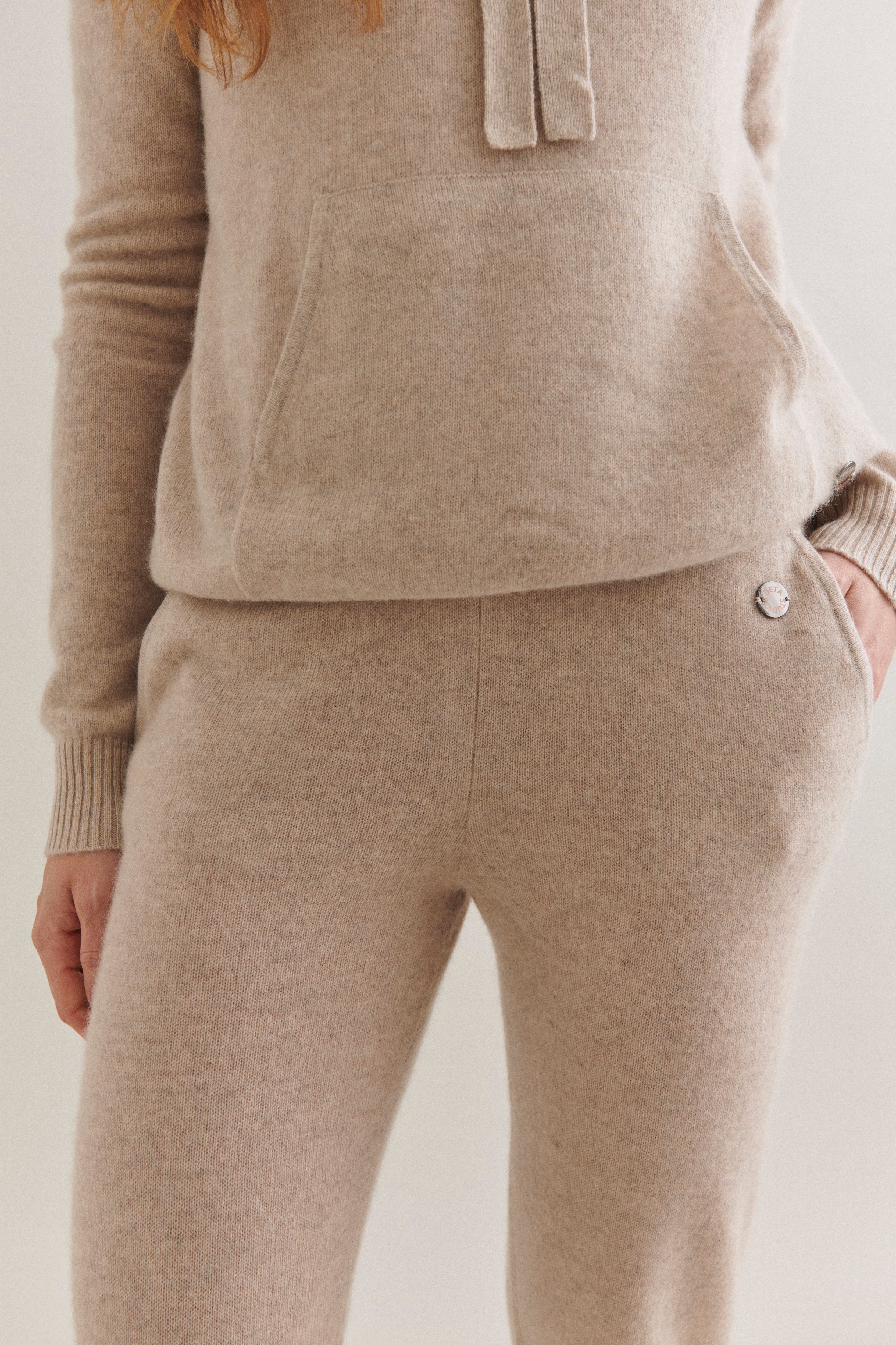 Beta Studios Alba Straight Pants Cashmere Pants Sand Melange