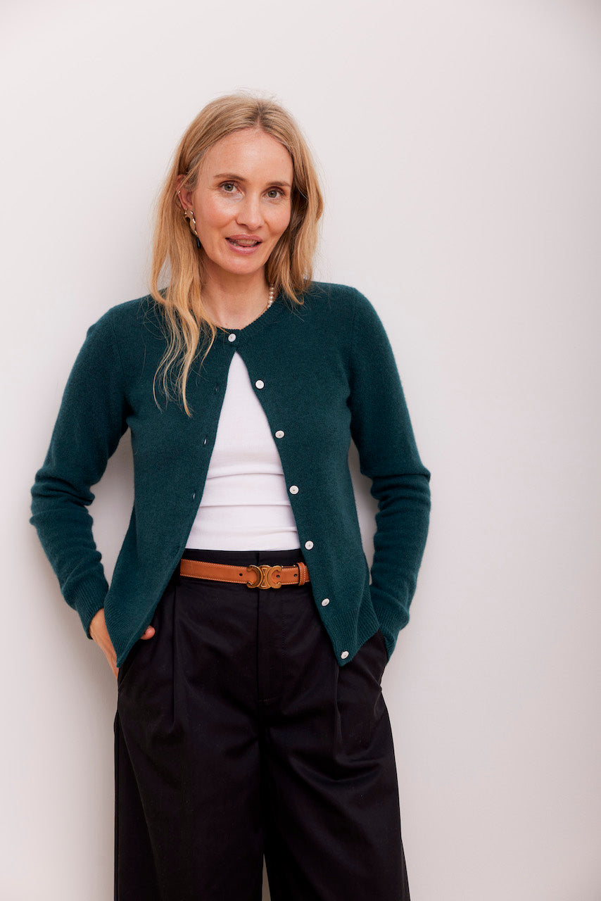 Beta Studios Alice Classic Cardigan Cashmere Tops Botanical Green