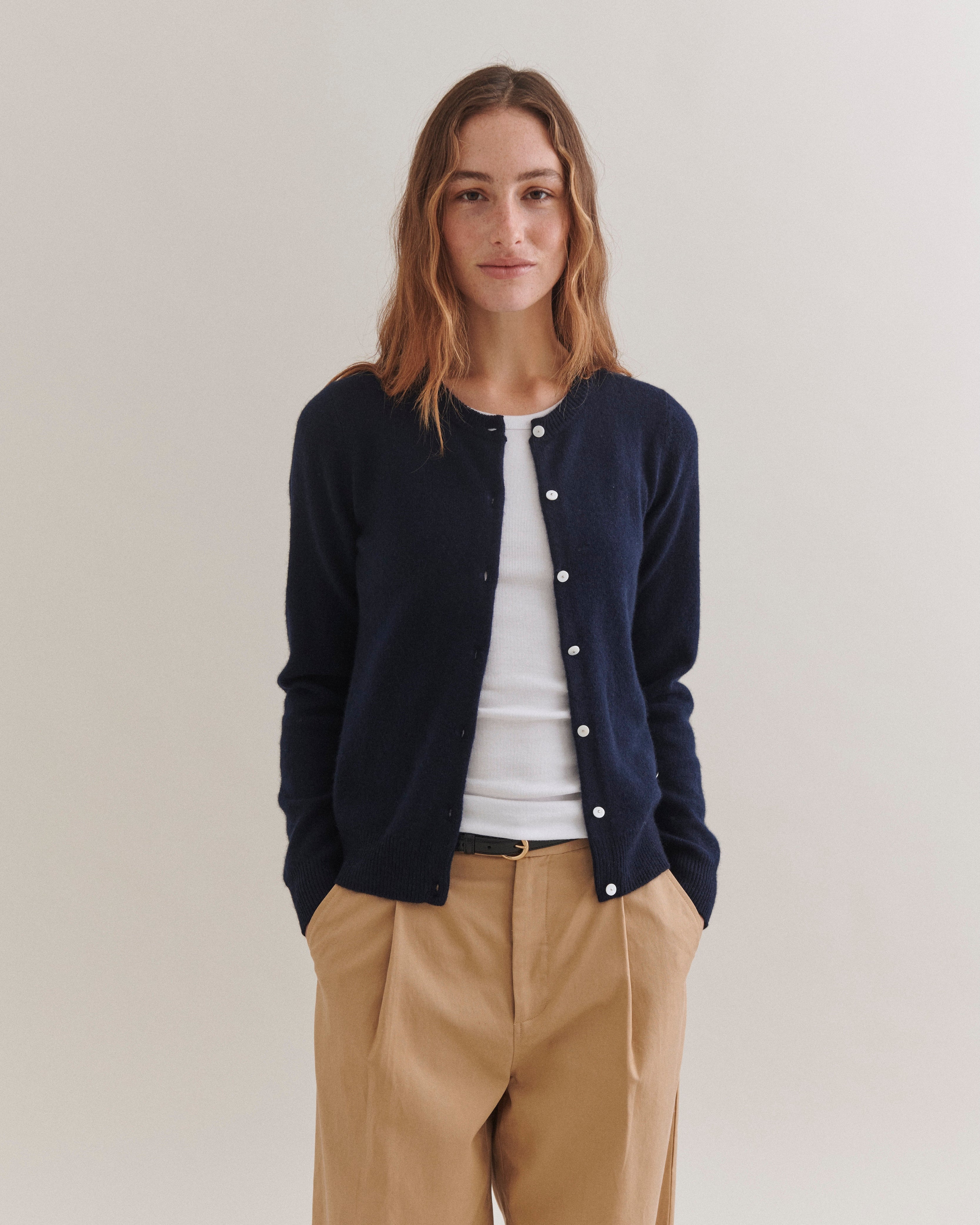 Beta Studios Alice Classic Cardigan Cashmere Tops Walnut