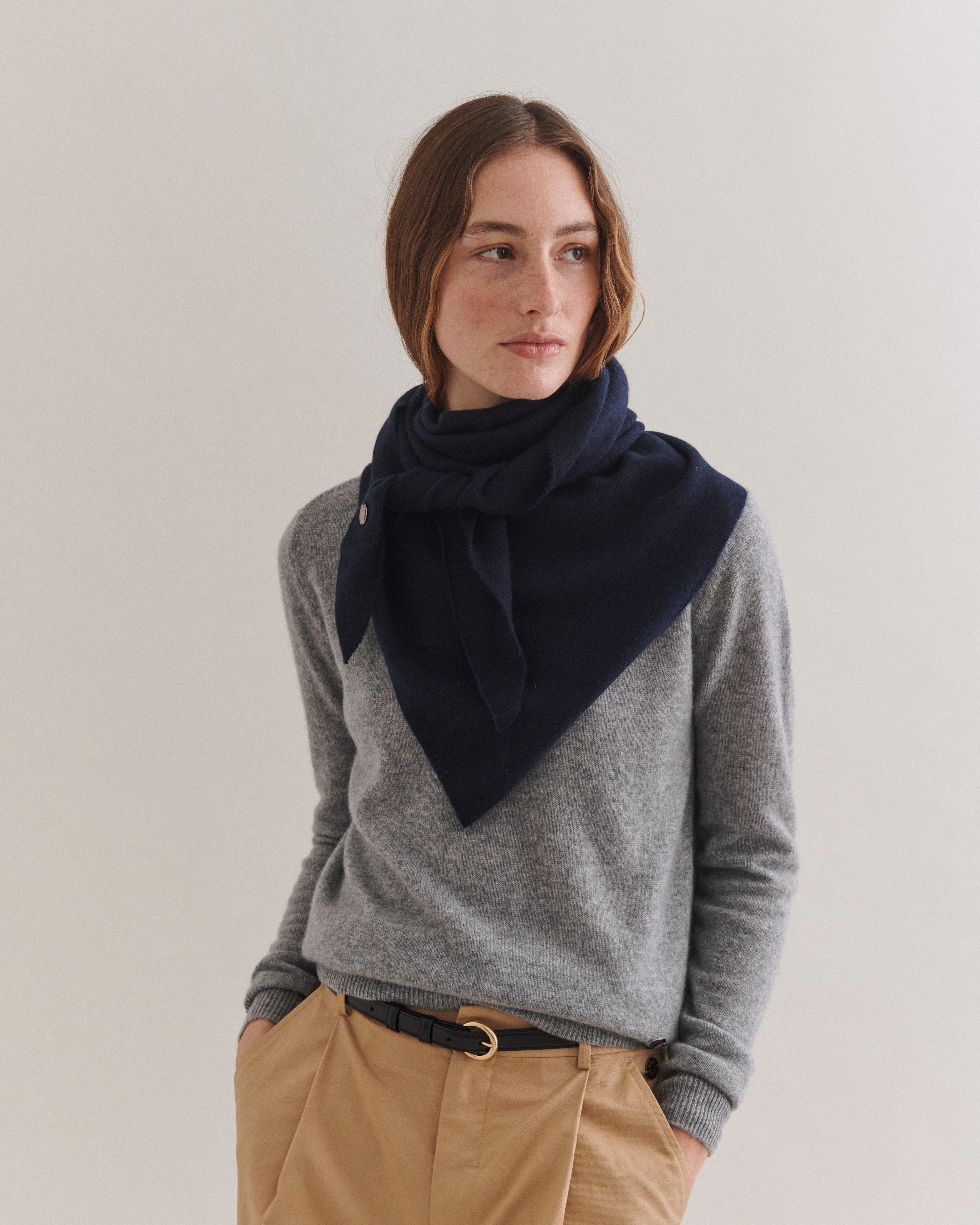 Beta Studios Andrea Triangle Scarf Accessories Cashmere Navy