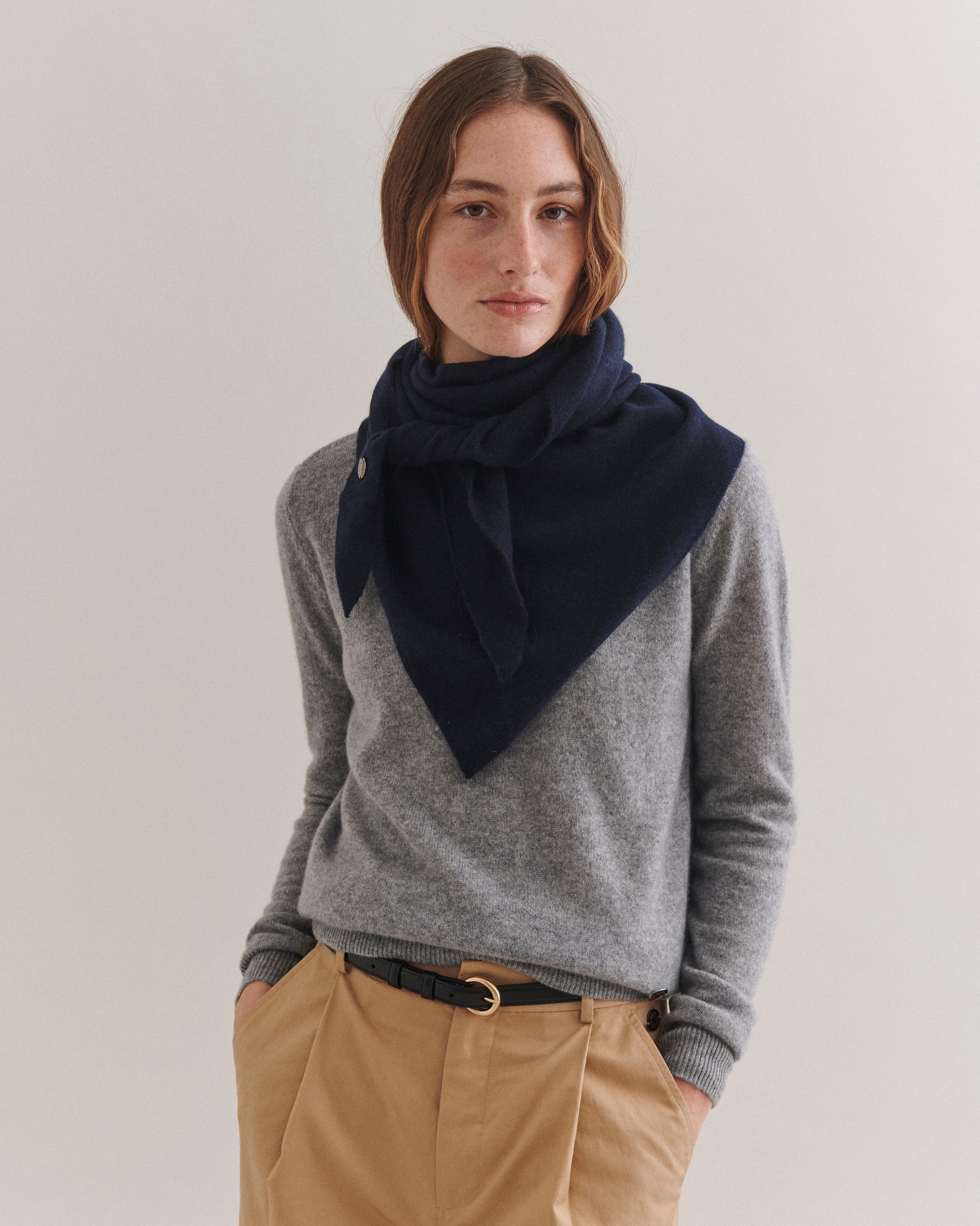 Beta Studios Andrea Triangle Scarf Accessories Cashmere Navy