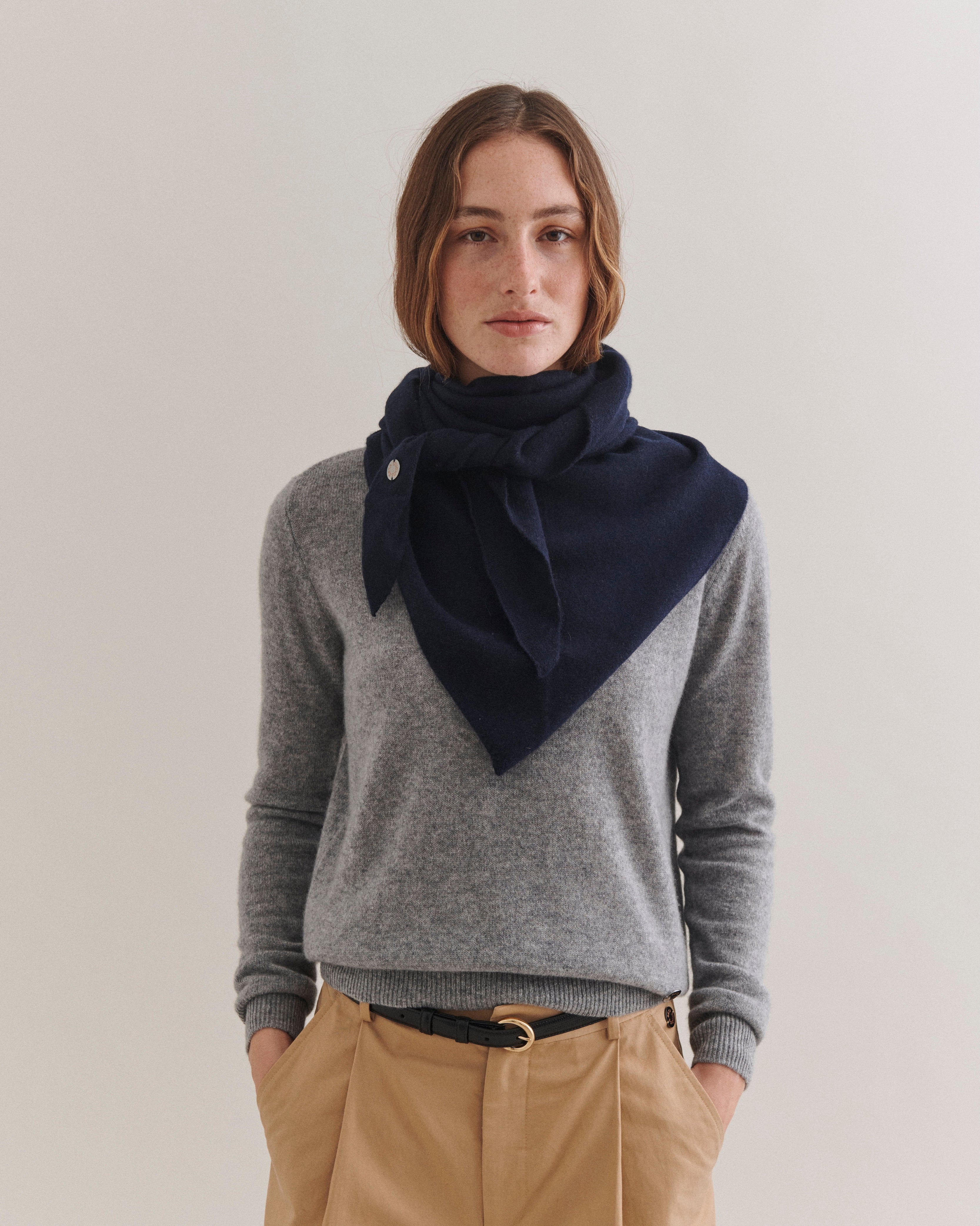 Beta Studios Andrea Triangle Scarf Accessories Cashmere Navy