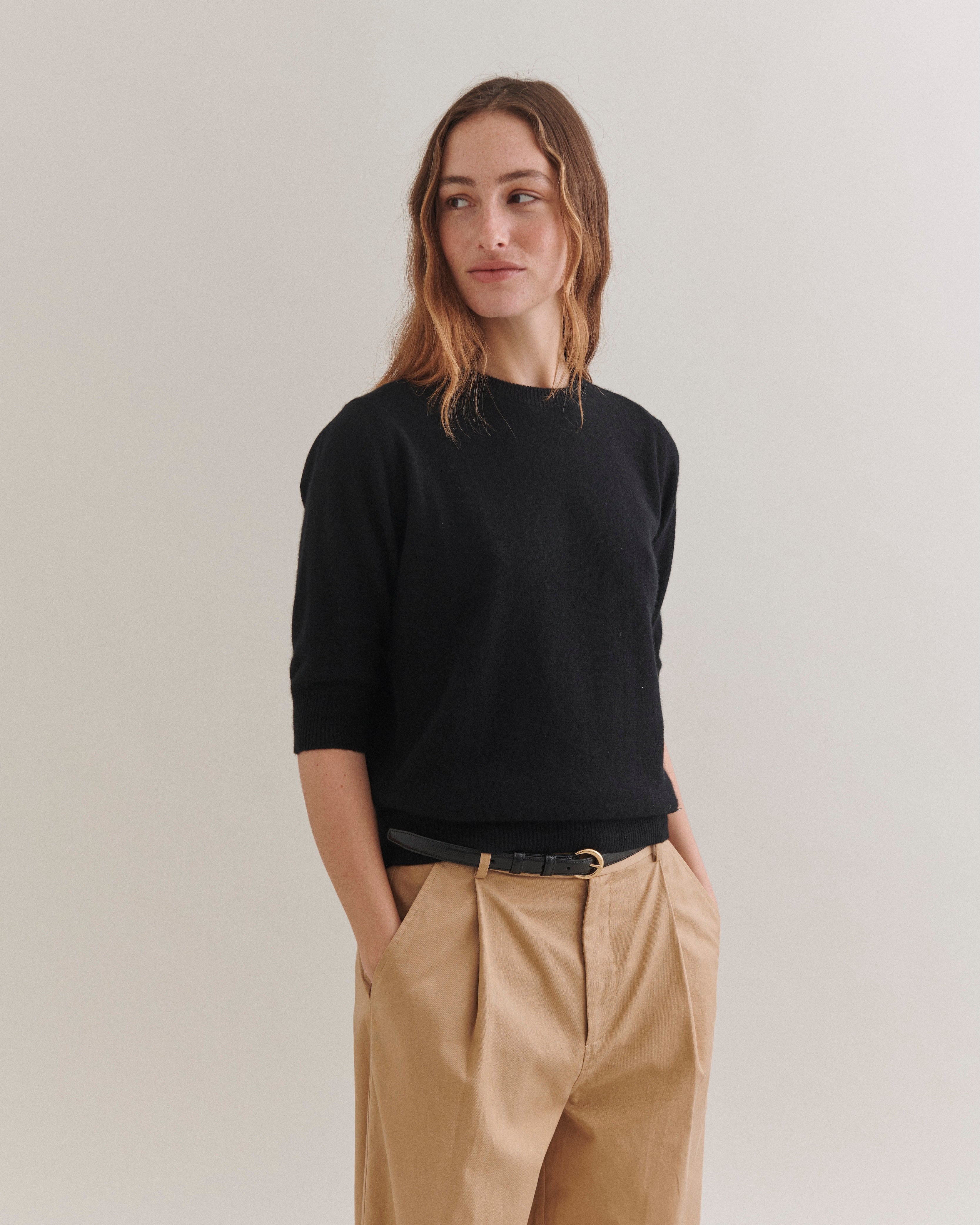 Beta Studios Anna Lady Sleeve Cashmere Tops Black