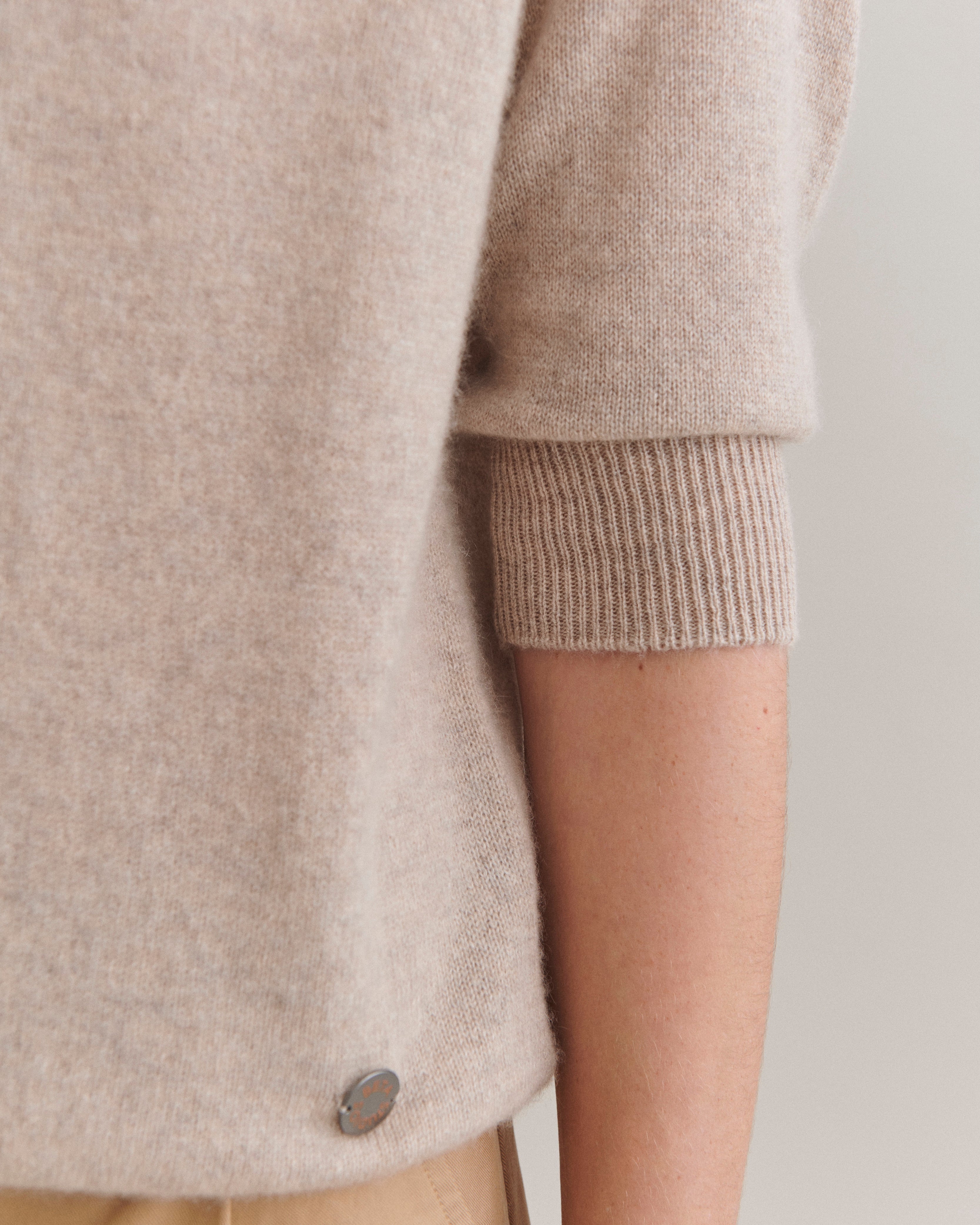 Beta Studios Anna Lady Sleeve Cashmere Tops Sand Melange