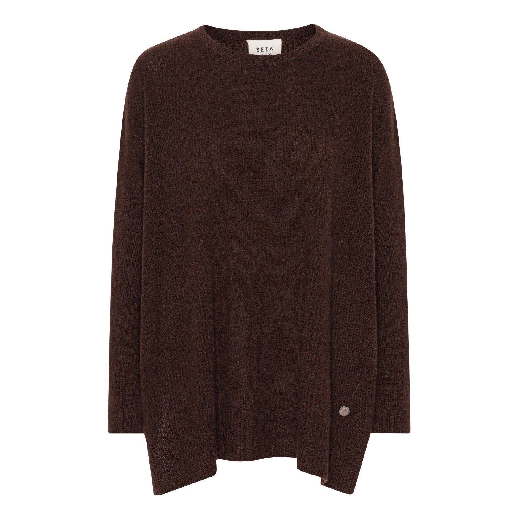 Beta Studios Berta Oversize O-neck top Cashmere Tops Coffee Brown