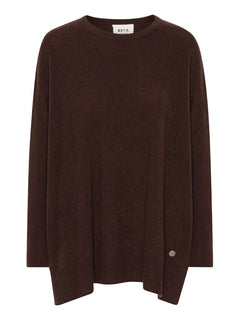Berta Oversize O-neck top - Coffee Brown