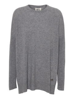 Berta Oversize O-neck top - Grey Melange