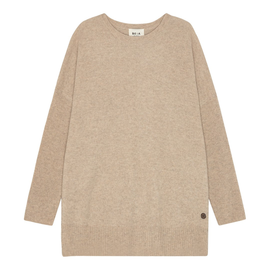 Beta Studios Berta Oversize O-neck top Cashmere Tops Sand Melange