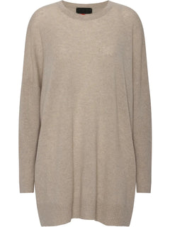 Berta Oversize O-neck top - Sand Melange