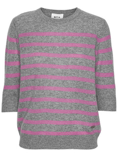 Bianca Striped Lady Sleeve - Grey melange/Violet