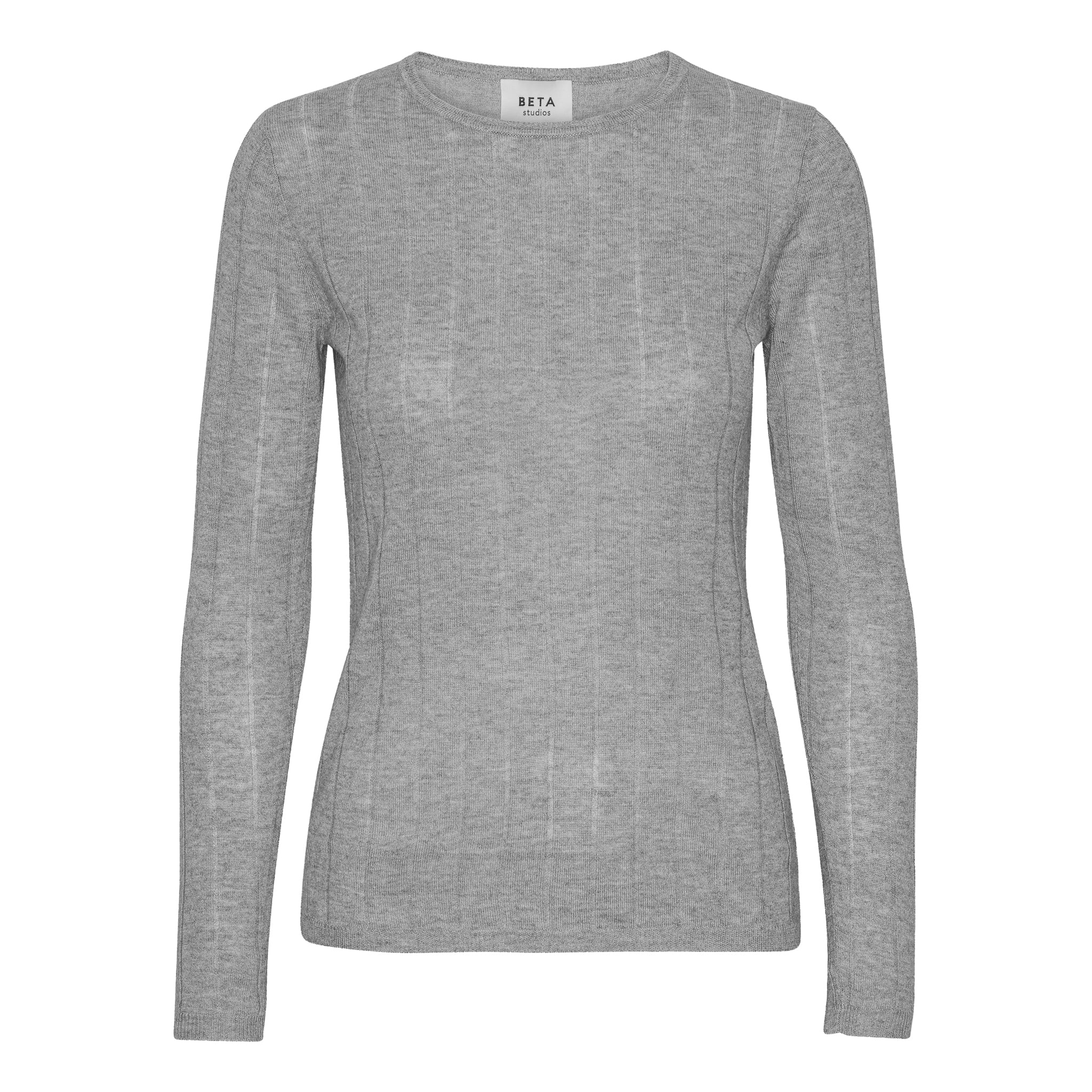 Beta Studios Cala Long Sleeve Tee Cashmere/Silk Silk/CashmereTops Grey Melange