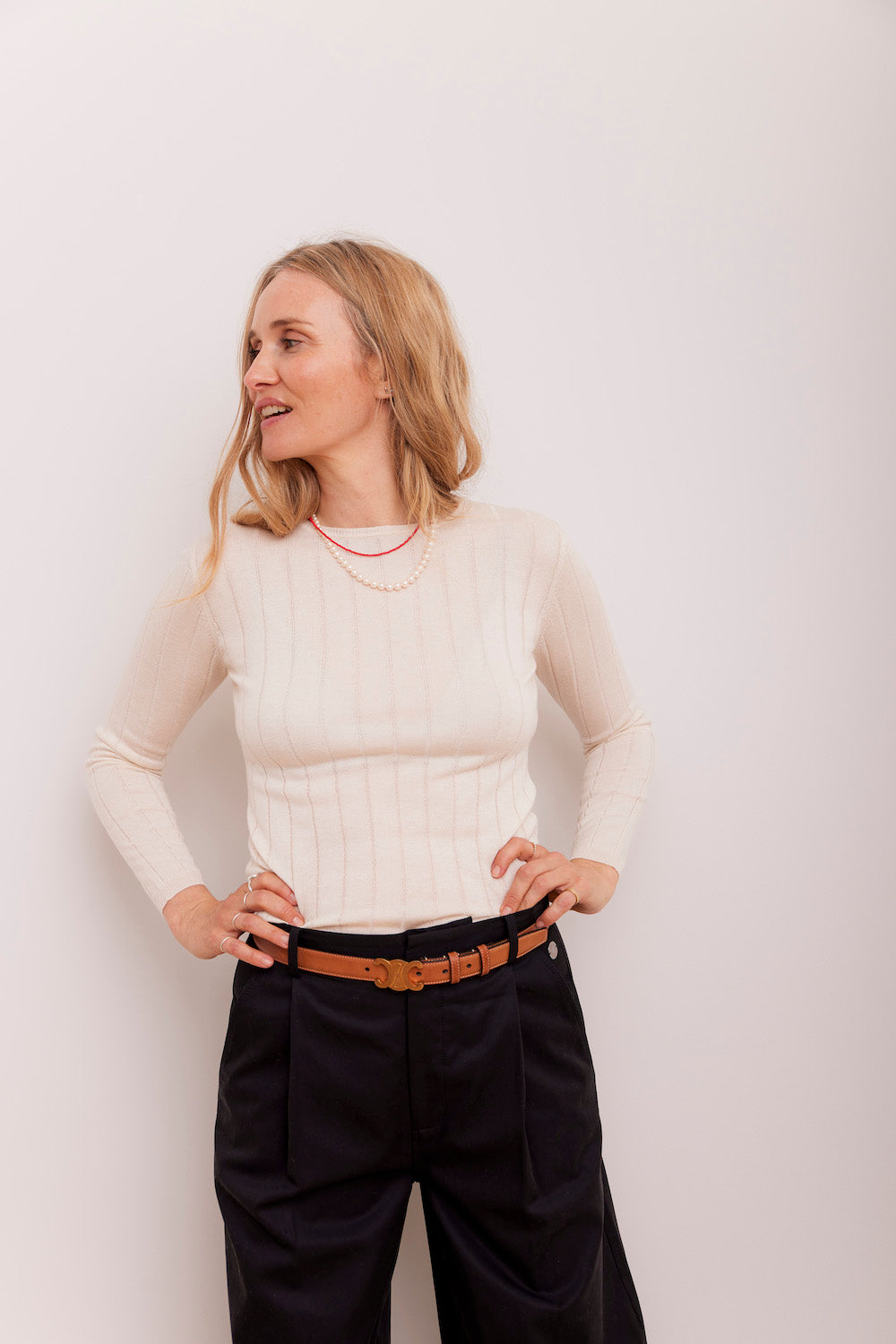 Beta Studios Cala Long Sleeve Tee Cashmere/Silk Silk/CashmereTops Milk