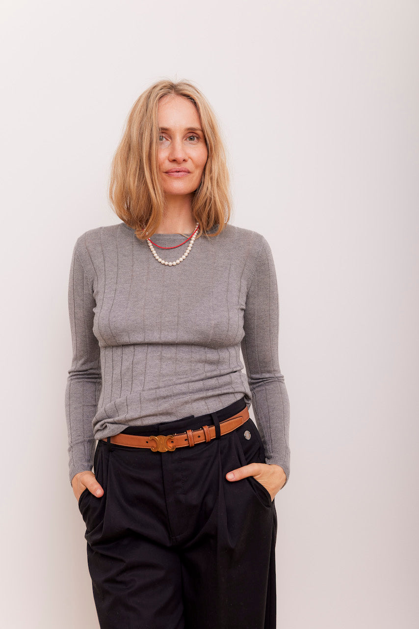 Beta Studios Cala Long Sleeve Tee Cashmere/Silk Silk/CashmereTops Platin