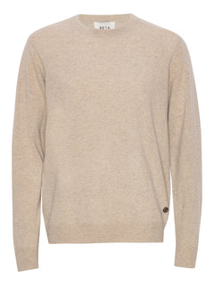 Carl O-neck cashmere - Sand Melange
