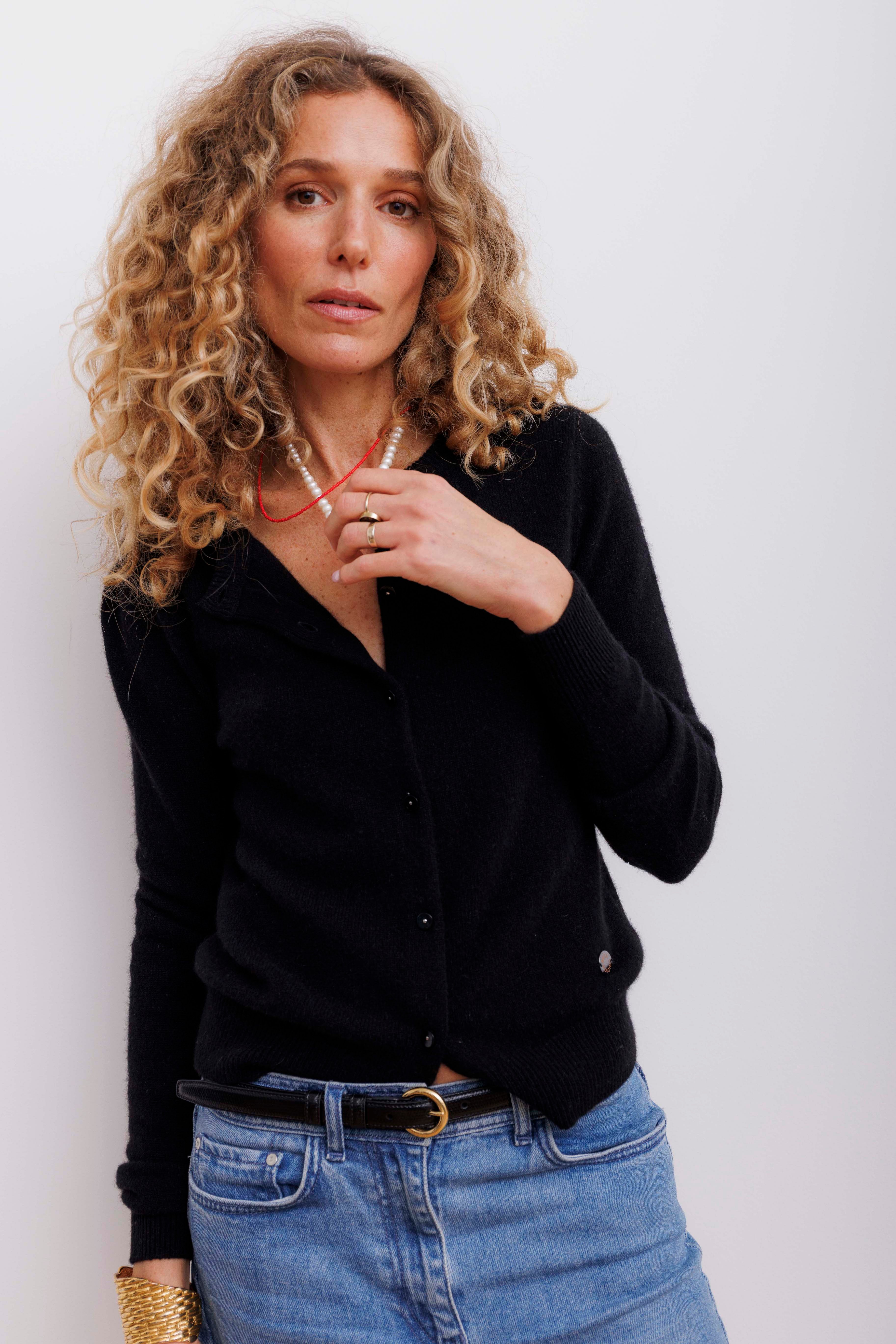 Beta Studios Alice Classic Cardigan Cashmere Tops Black