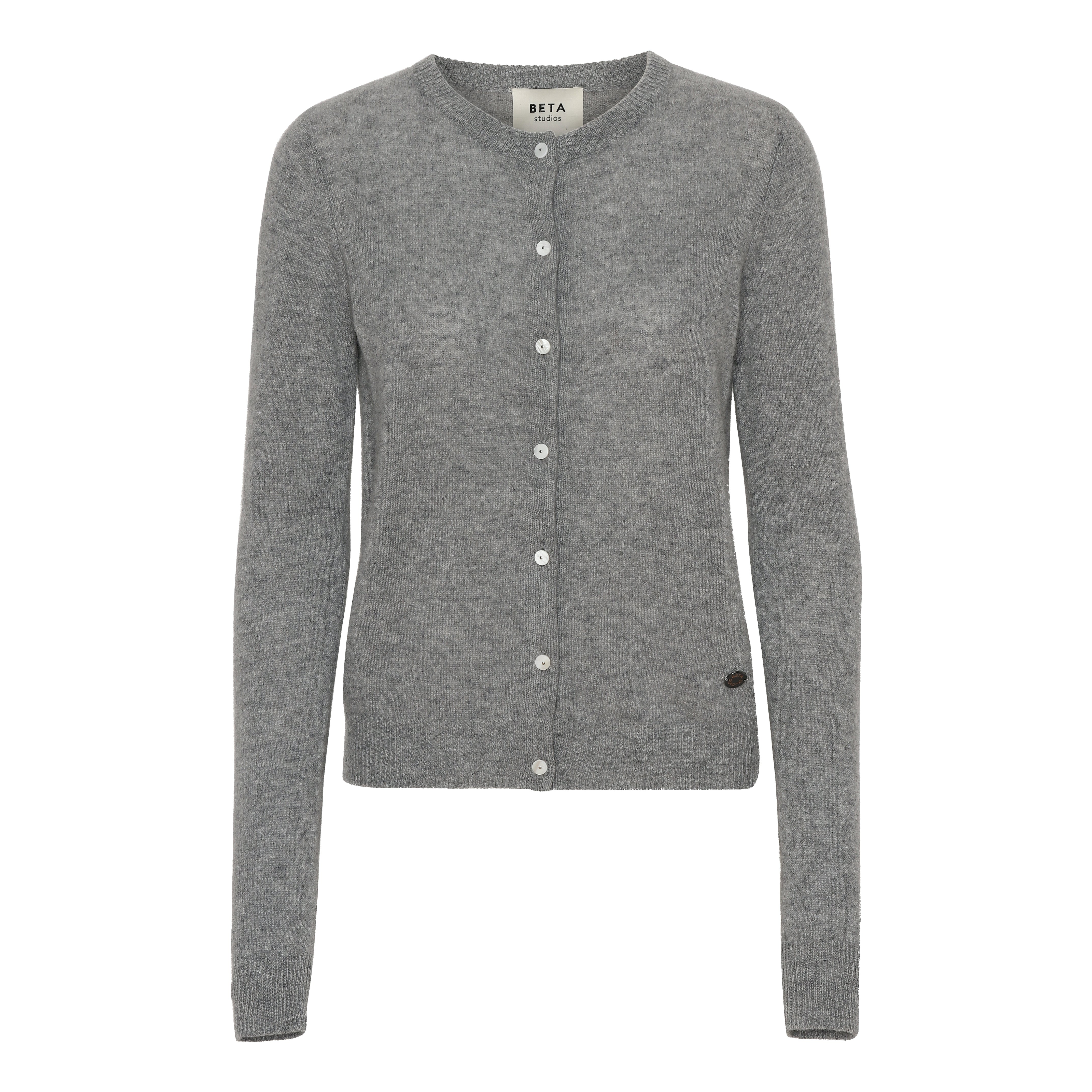 Beta Studios Alice Classic Cardigan Cashmere Tops Grey Melange