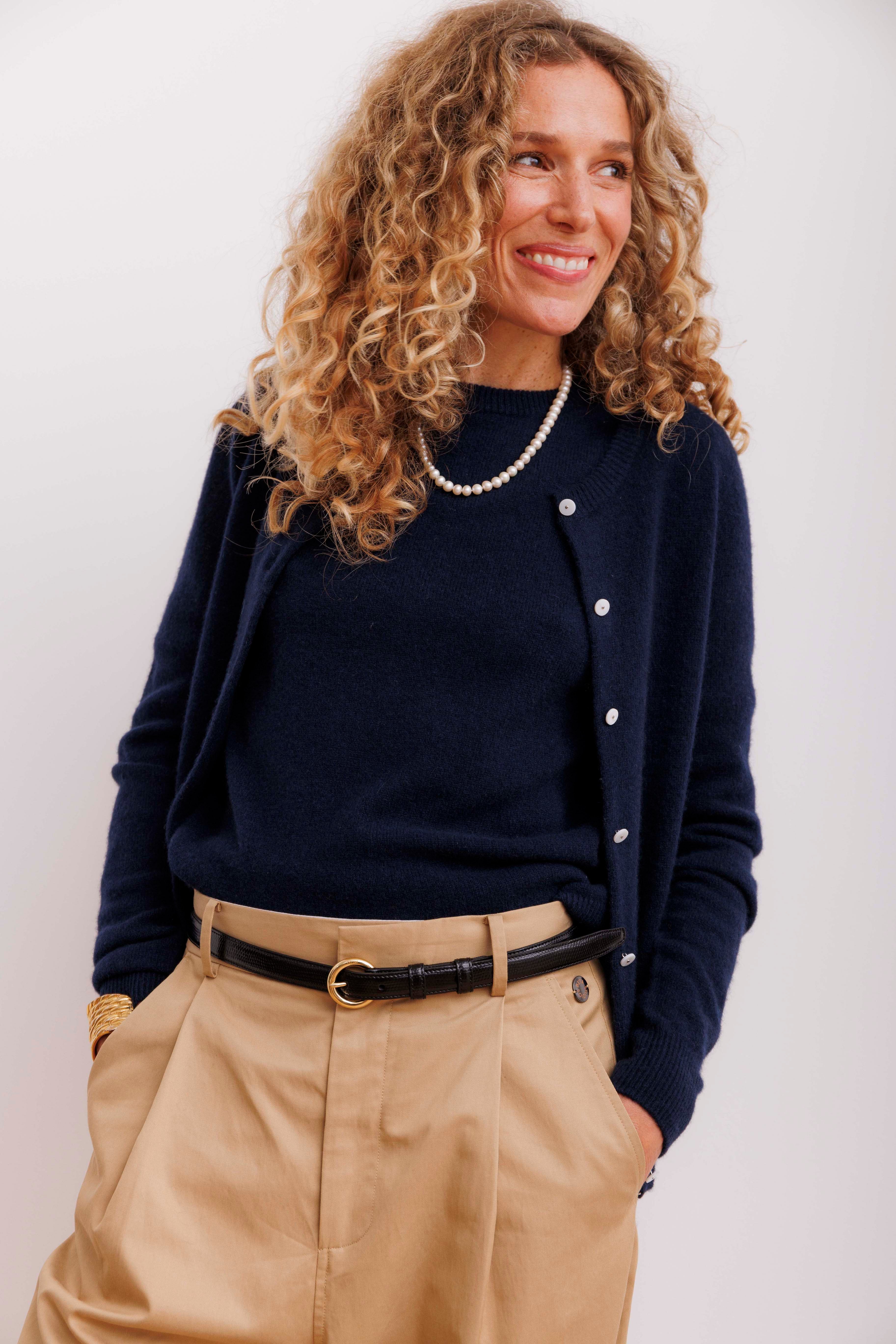 Beta Studios Alice Classic Cardigan Cashmere Tops Navy