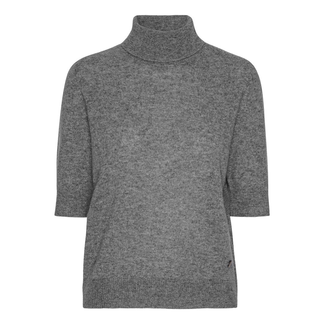 Beta Studios Jamaica Lady Sleeve High Neck Cashmere Tops Grey Melange