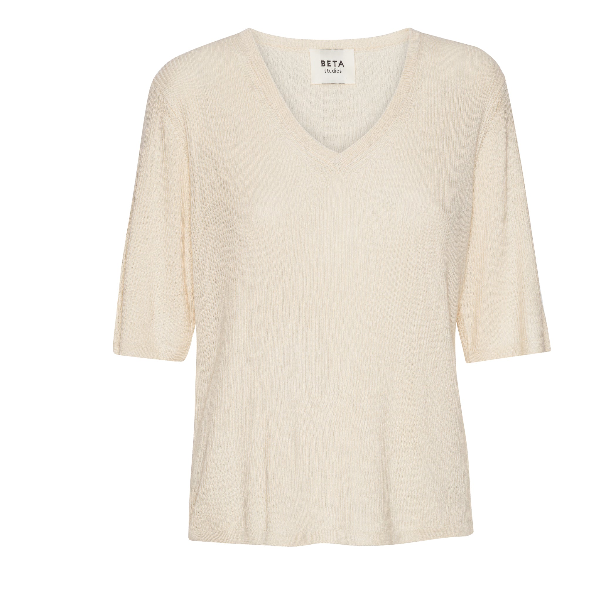 Beta Studios Kalinka V-Neck Silk/CashmereTops Almost White