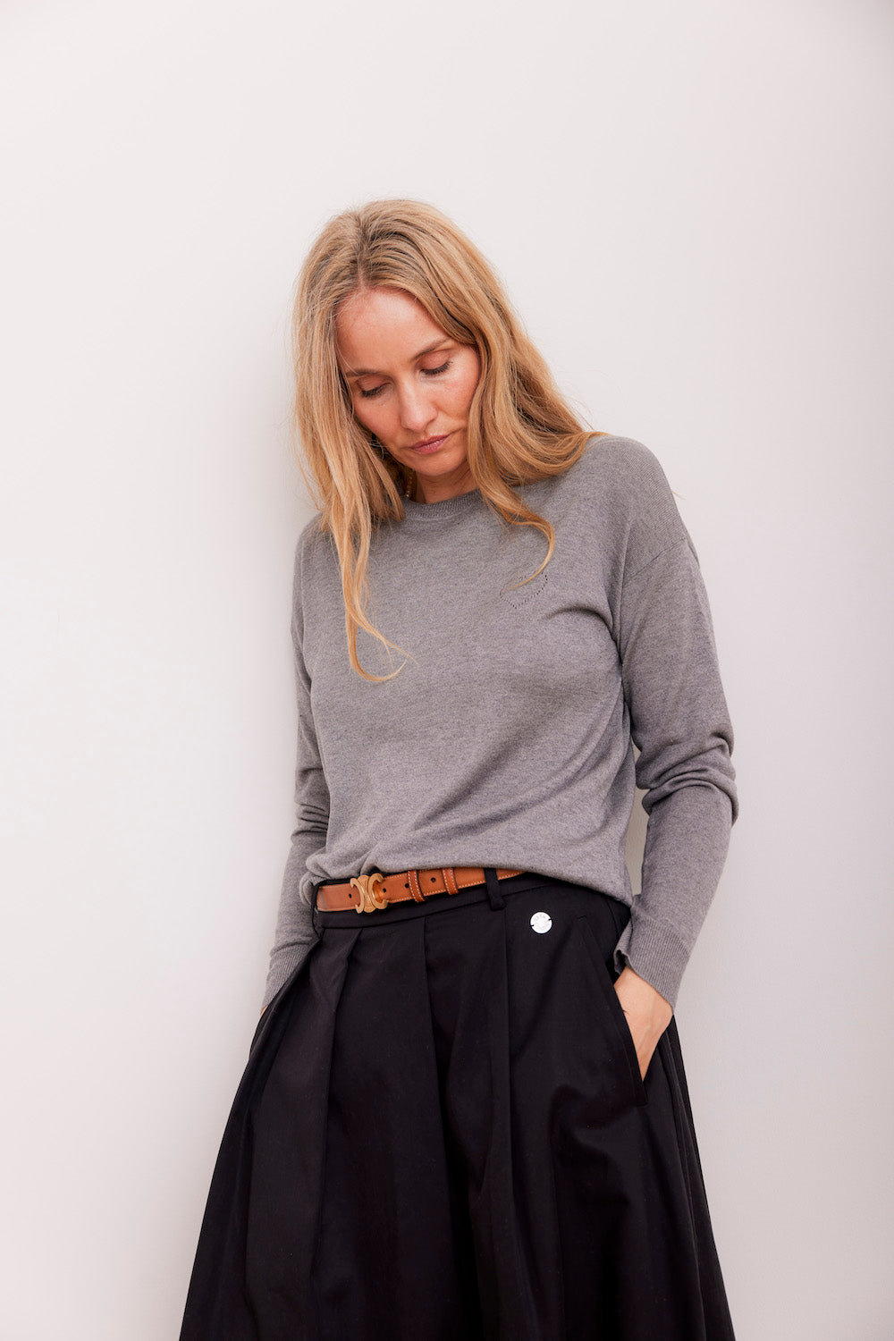 Beta Studios Kamille Heart Long Sleeve Silk/CashmereTops Platin