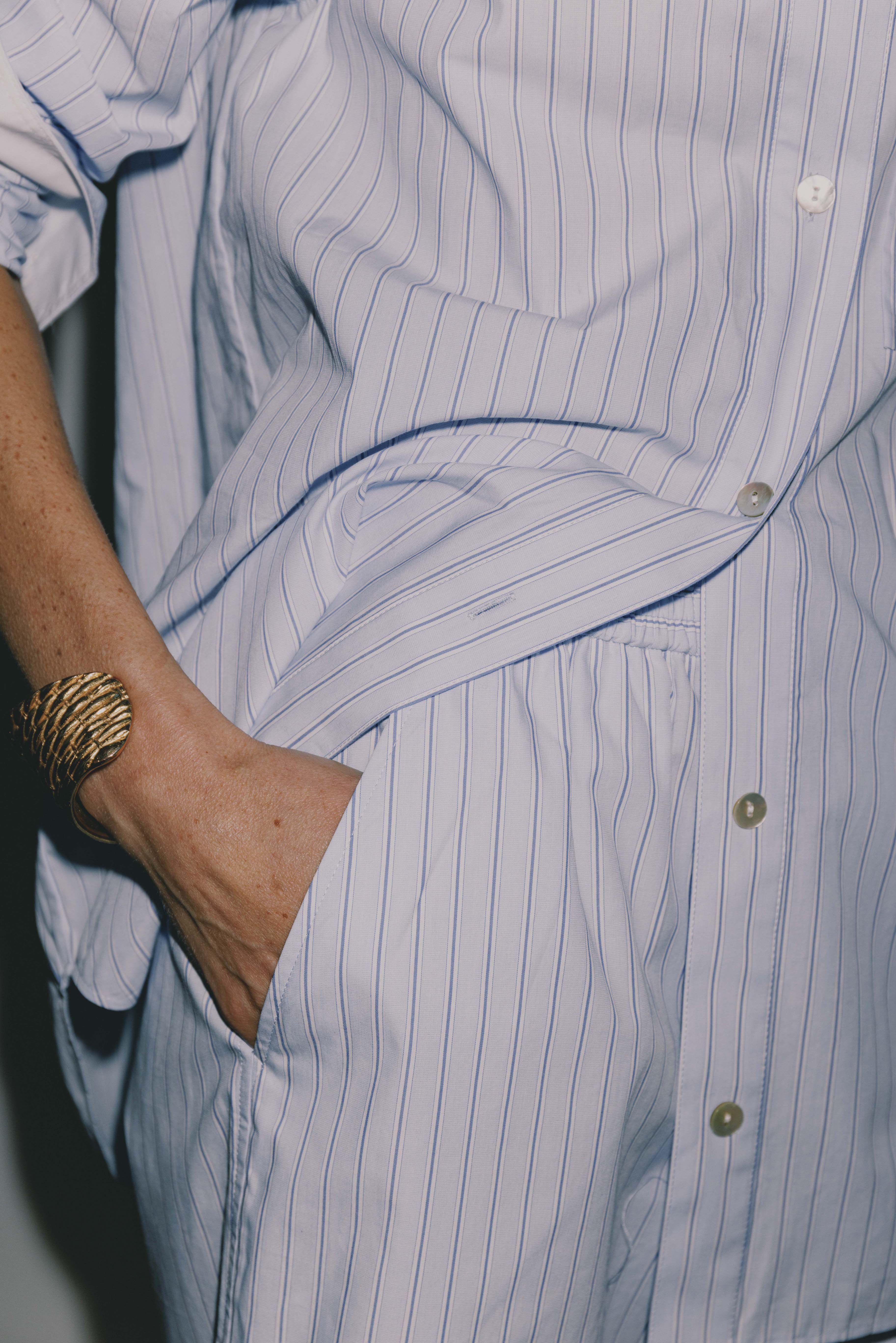 Beta Studios Kanne Striped Shorts Shorts Light Blue Stripes