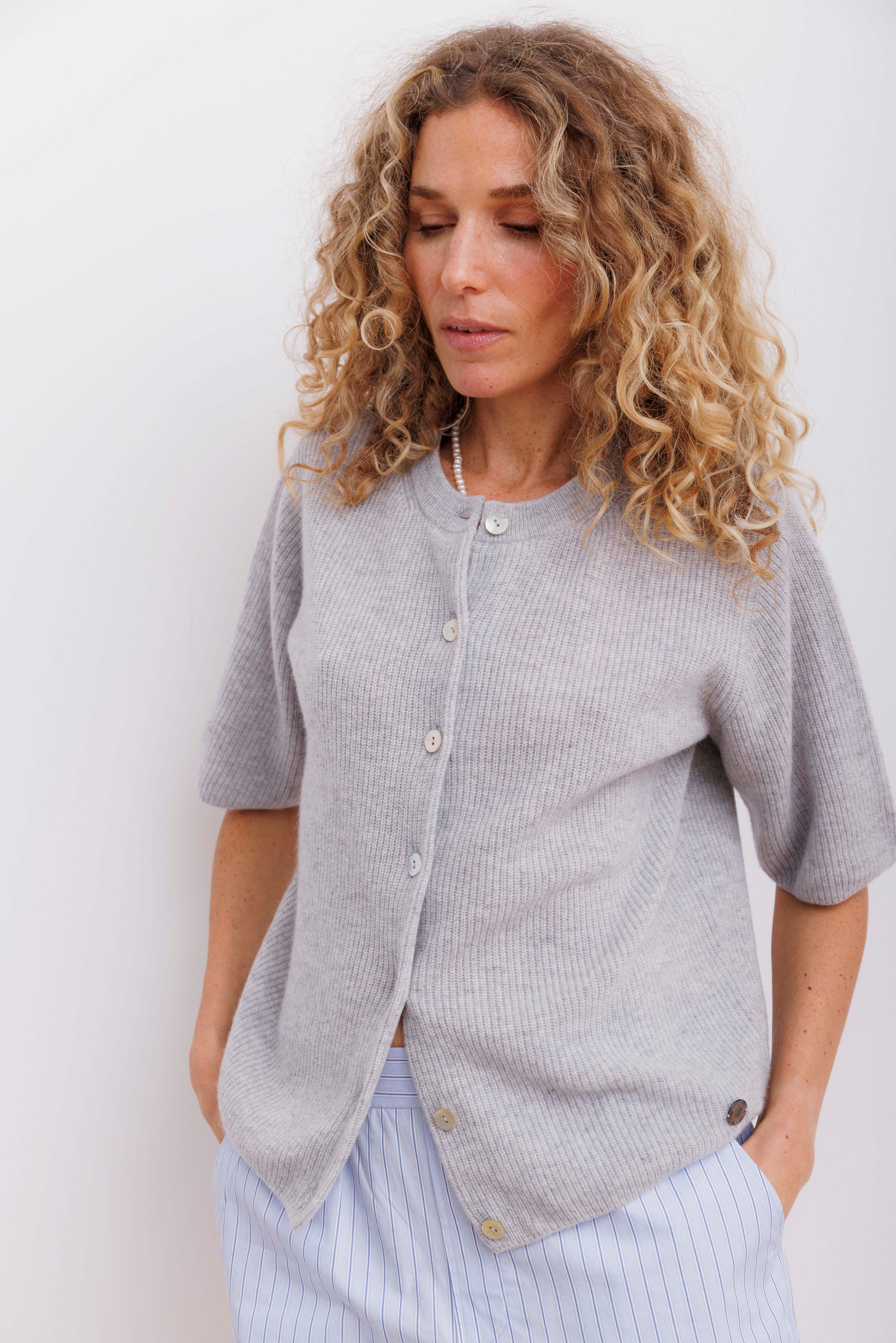 Beta Studios Karla Lady Sl Cardigan Cashmere Cardigan Light Grey Melange