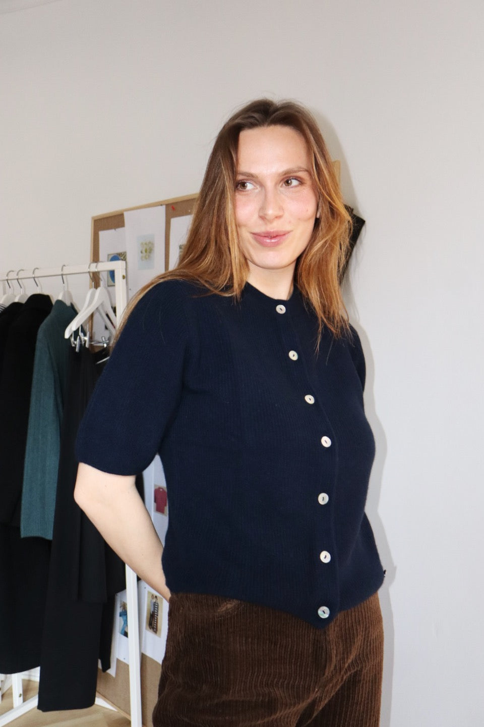 Beta Studios Karla Lady Sl Cardigan Cashmere Cardigan Navy