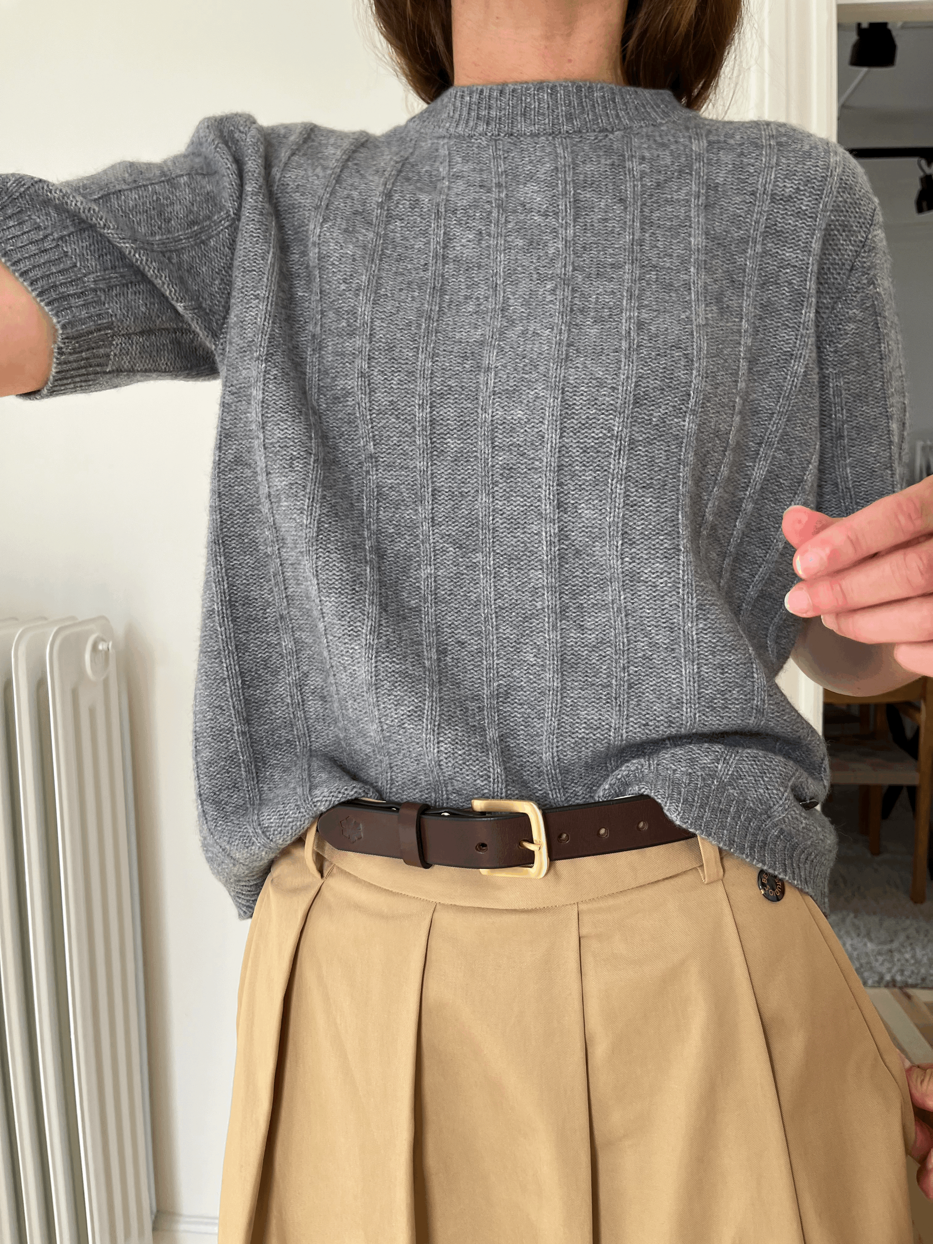 Beta Studios Katrine Short Sleeve Uld/Cashmere Tops Grey Melange