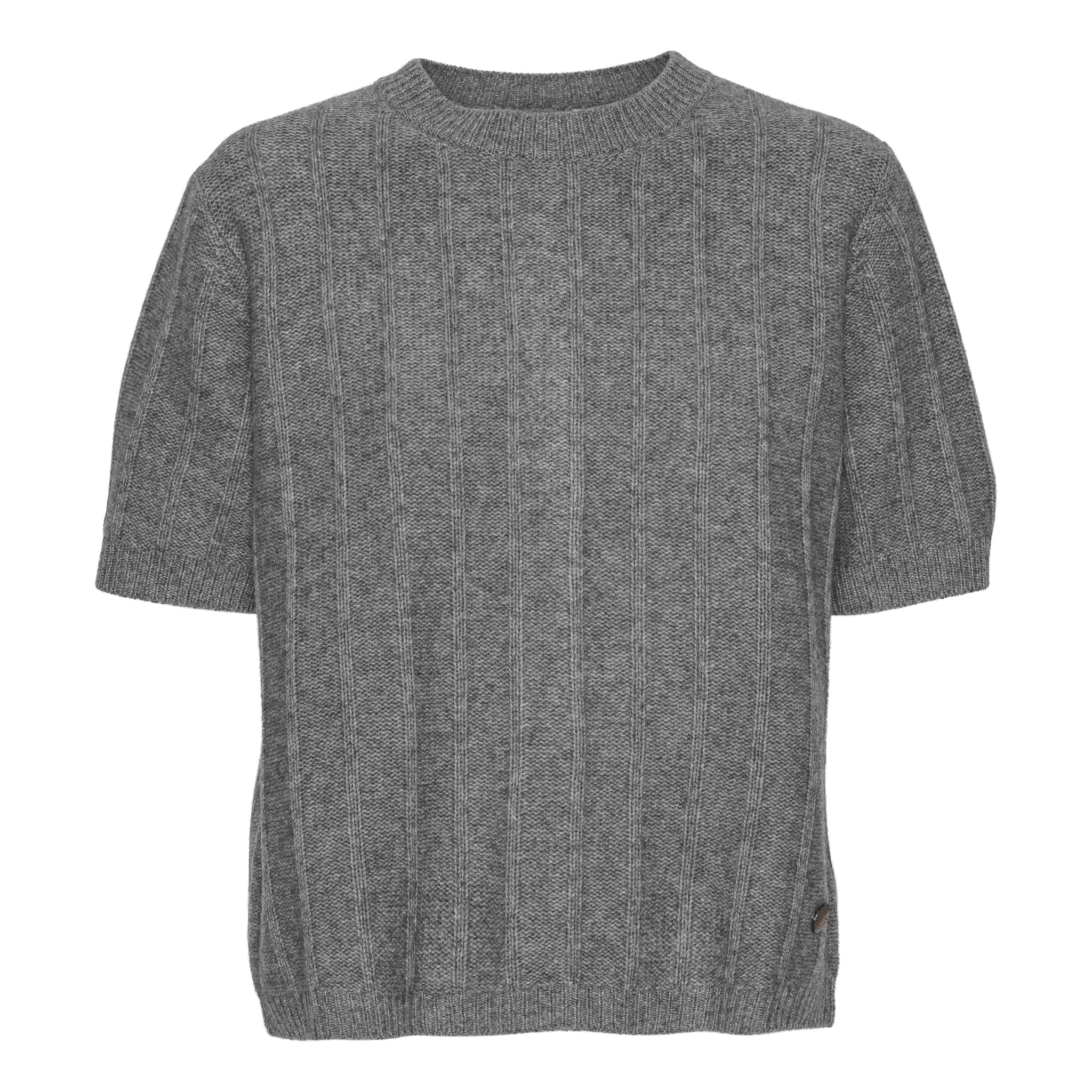 Beta Studios Katrine Short Sleeve Uld/Cashmere Tops Grey Melange