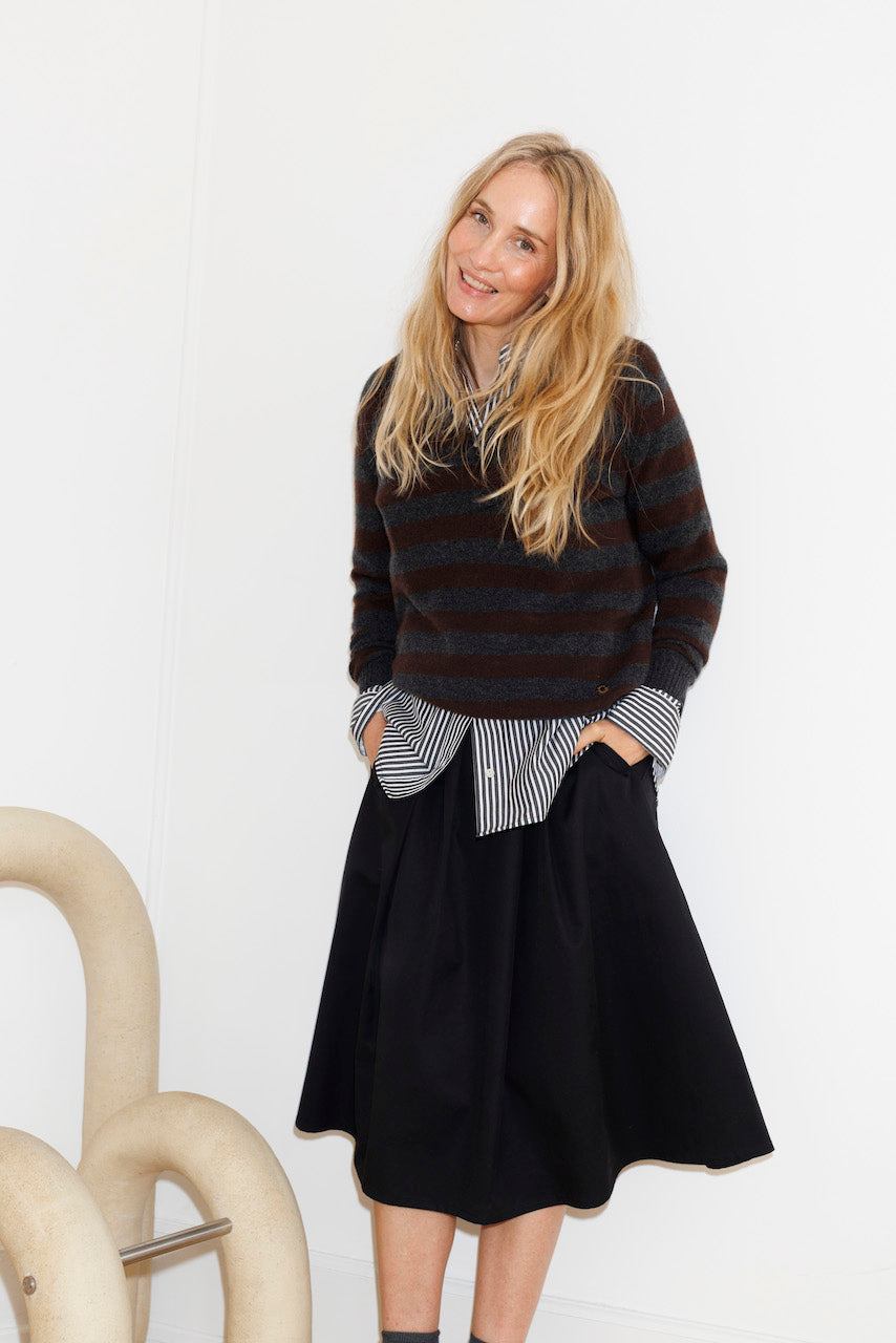 Beta Studios Klaudia Striped Shirt Boxy Shirt Black/White Stripe