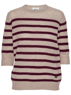 Bianca Striped Lady Sleeve - Sand Melange/ Egg Plant