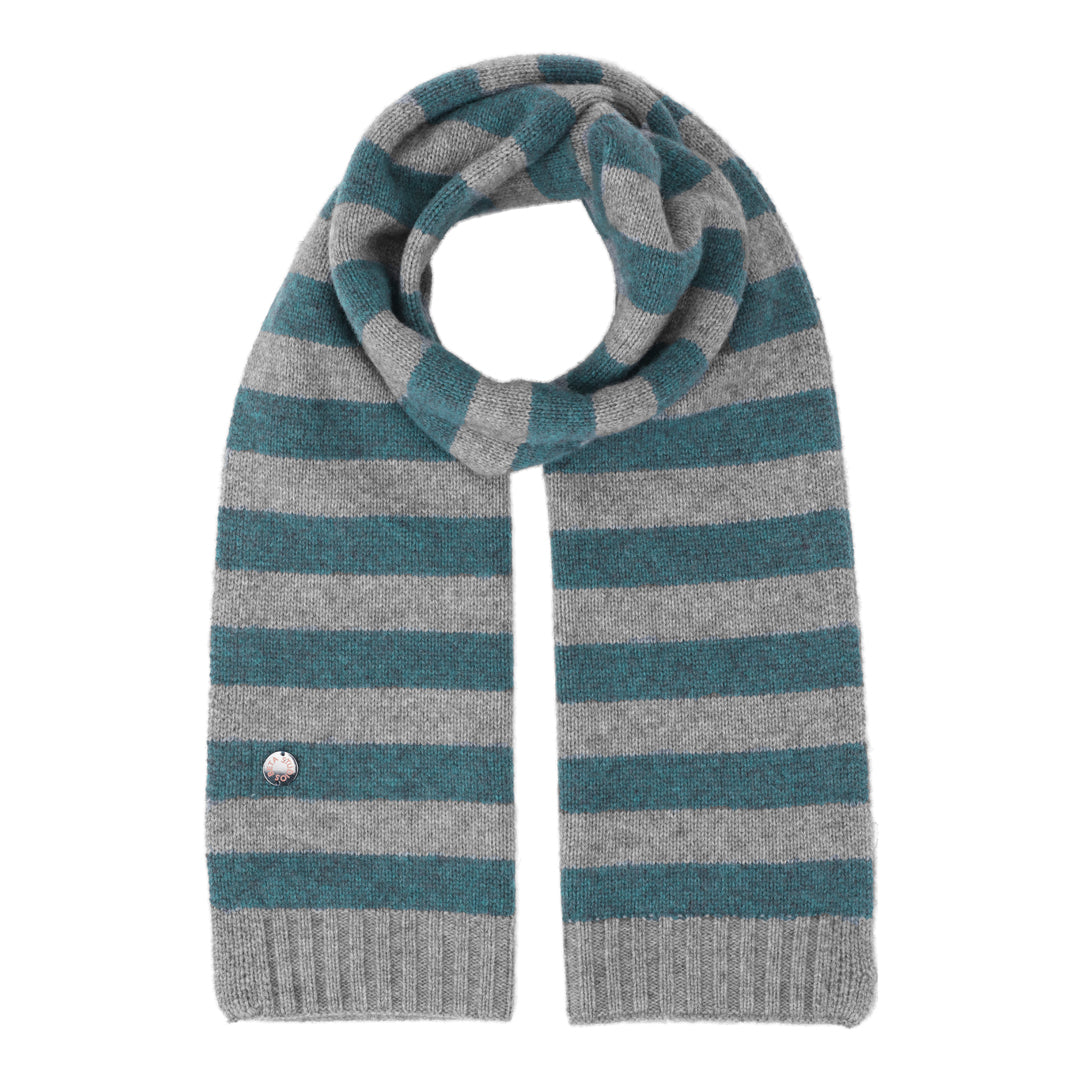 Beta Studios Lareen Striped Scarf Uld/Cashmere accessories Grey Melange/Pascific Green