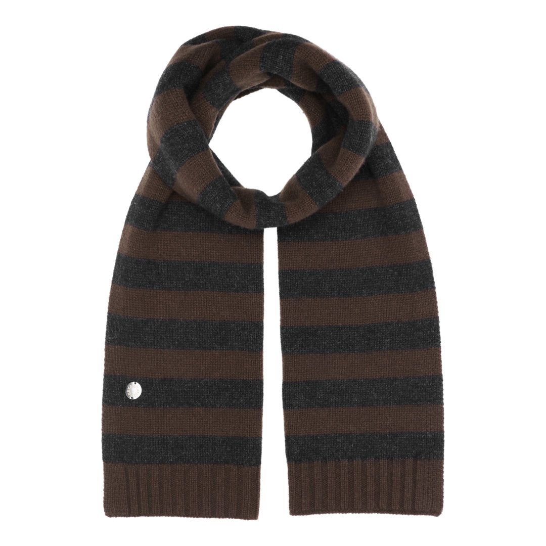 Beta Studios Lareen Striped Scarf Uld/Cashmere accessories Seal Brown/Anthracite Grey