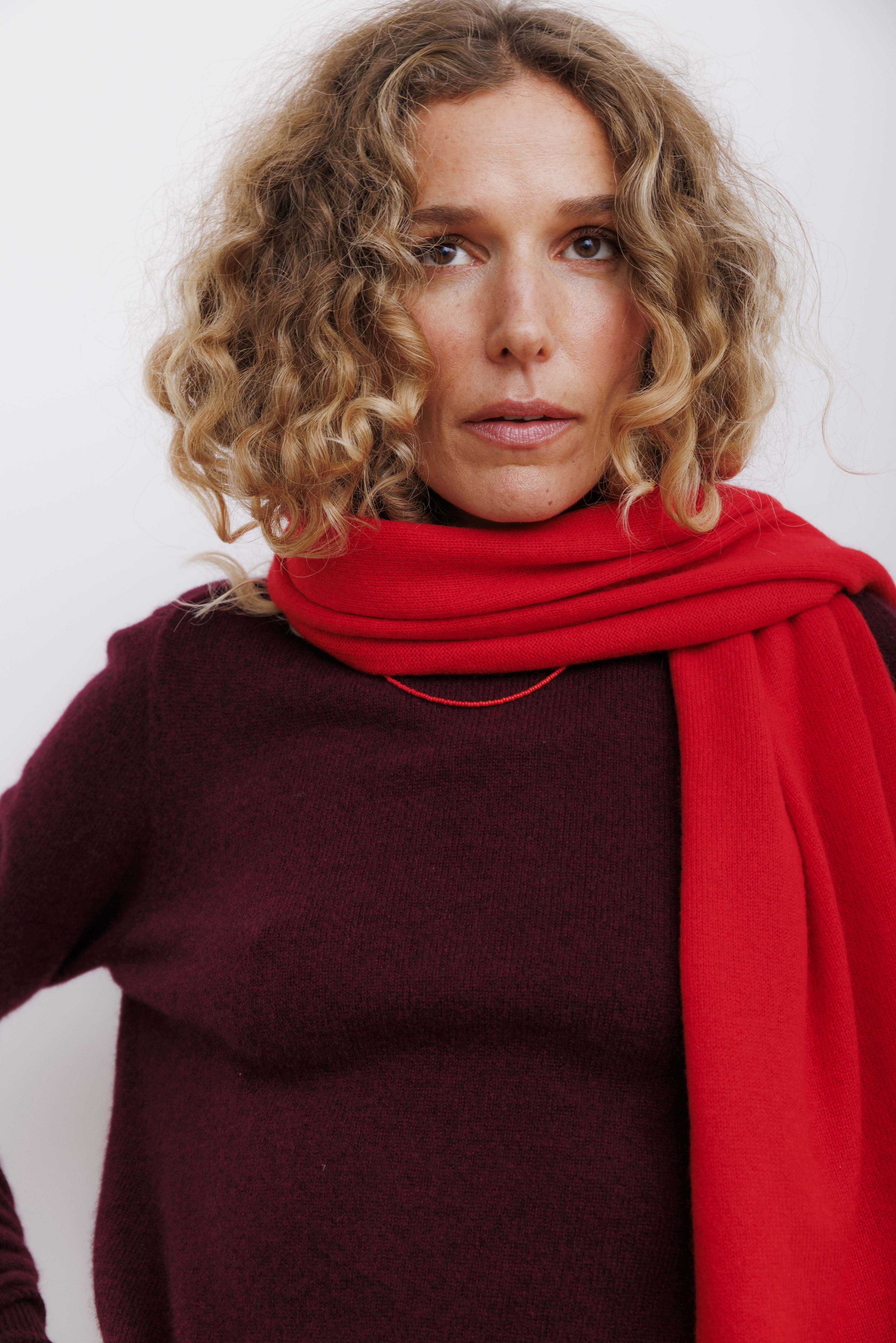 Beta Studios Aja Long Scarf Accessories Cashmere Red