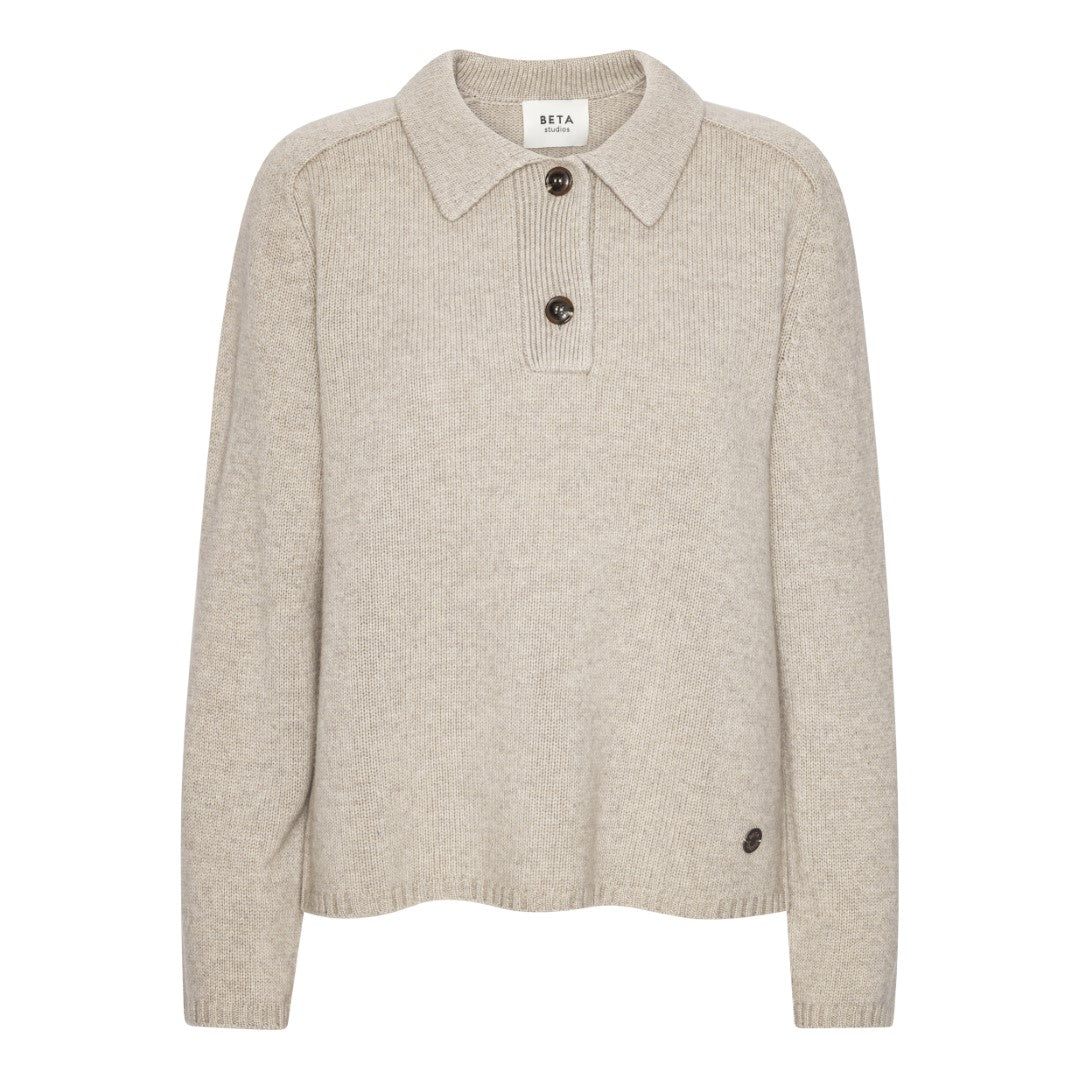 Beta Studios Louisa Polo Uld/Cashmere Tops Sand Melange