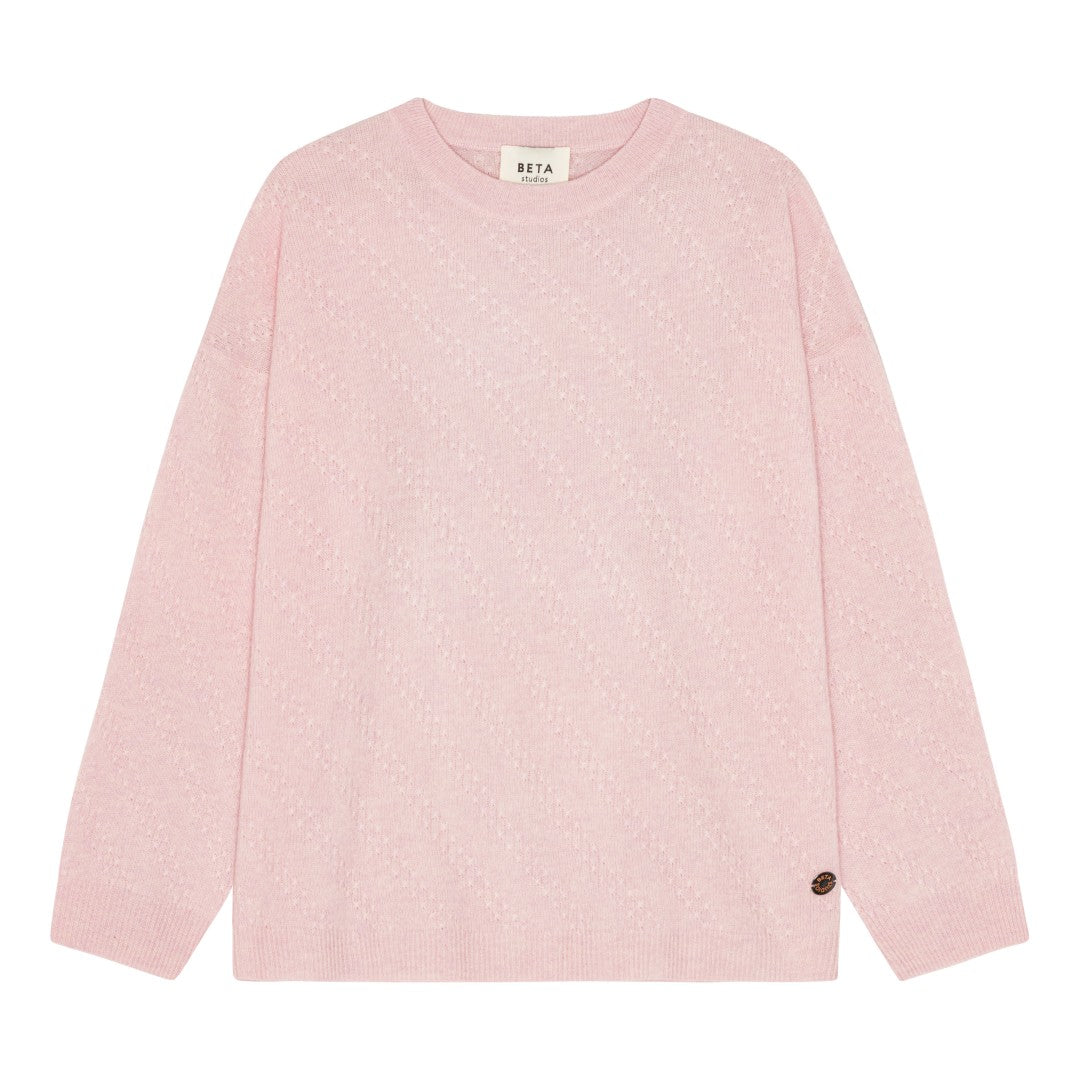 Beta Studios Mabelle Boxy O-Neck Cashmere Tops Parfait Pink