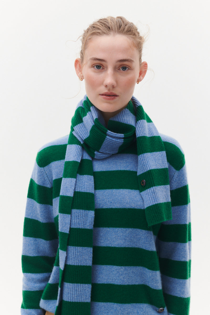 Beta Studios Madeleine Striped Scarf Accessories Cashmere Fir Green/Turtle Dove Blue