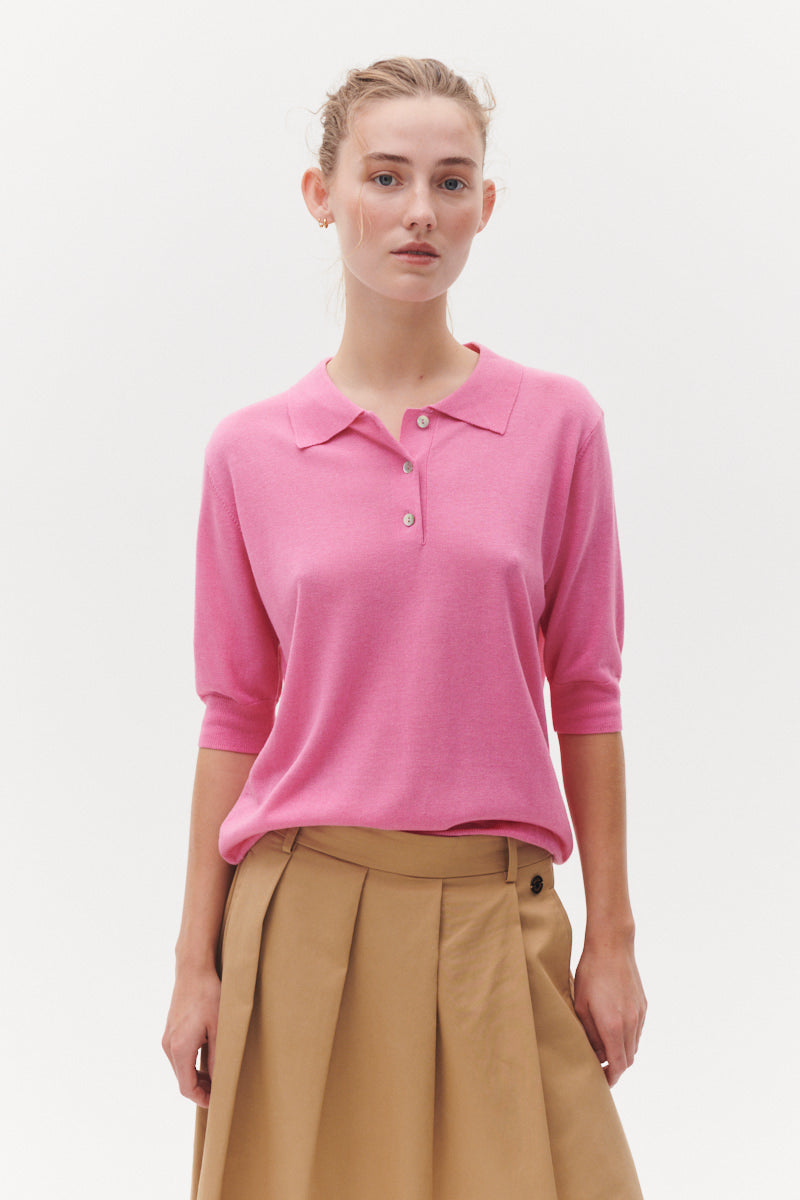 Beta Studios Maja Polo Silk/CashmereTops Begonia Pink
