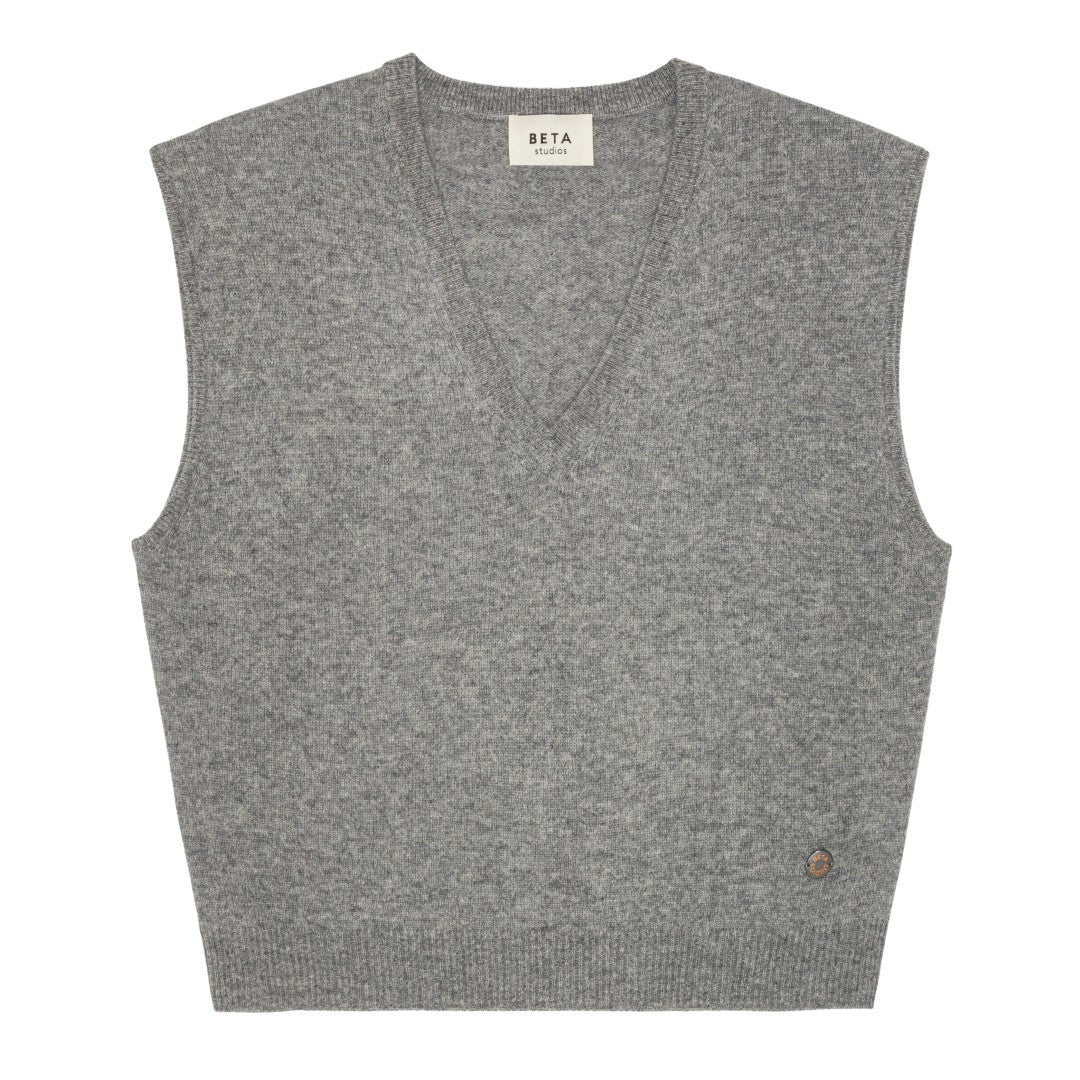 Beta Studios Martha Vest Cashmere Tops Grey Melange