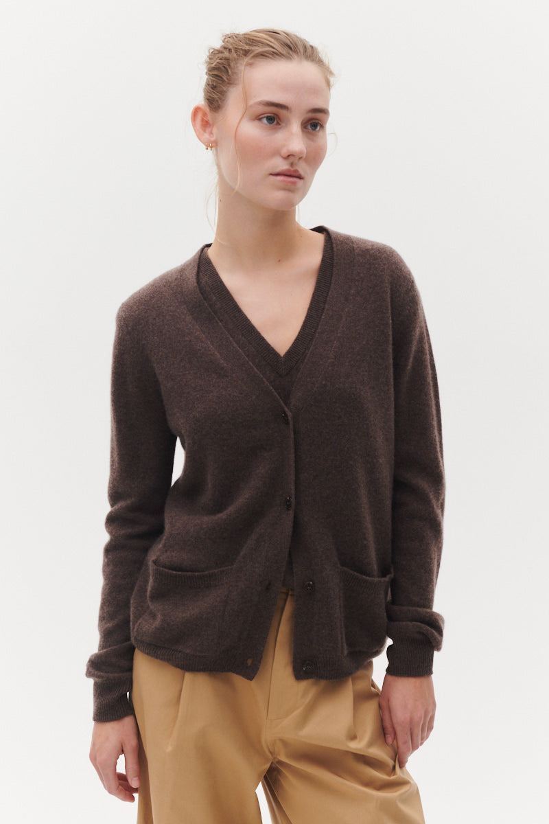 Beta Studios Maxime Cardigan Cashmere Tops Walnut