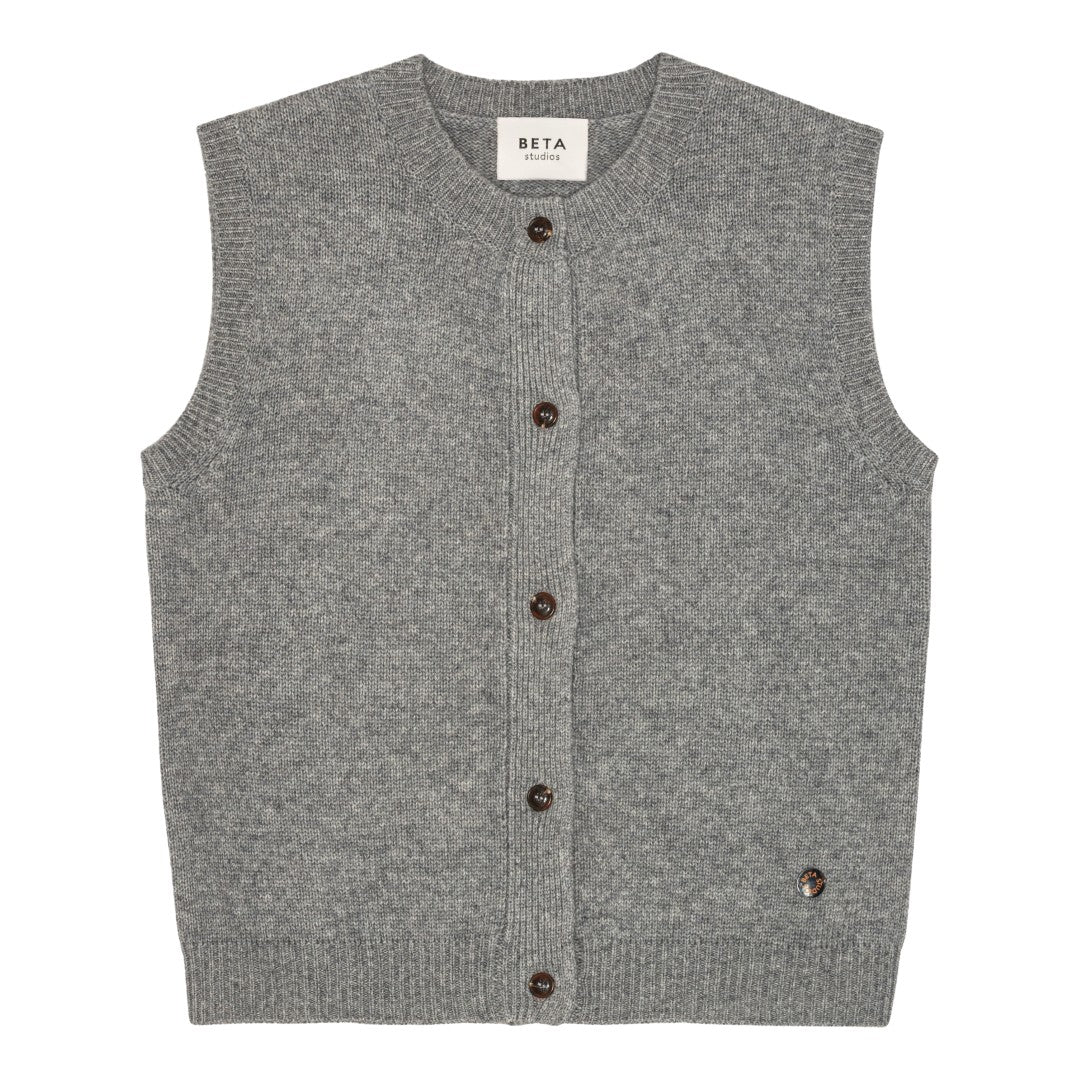 Beta Studios Mercedes Vest Uld/Cashmere Tops Grey Melange
