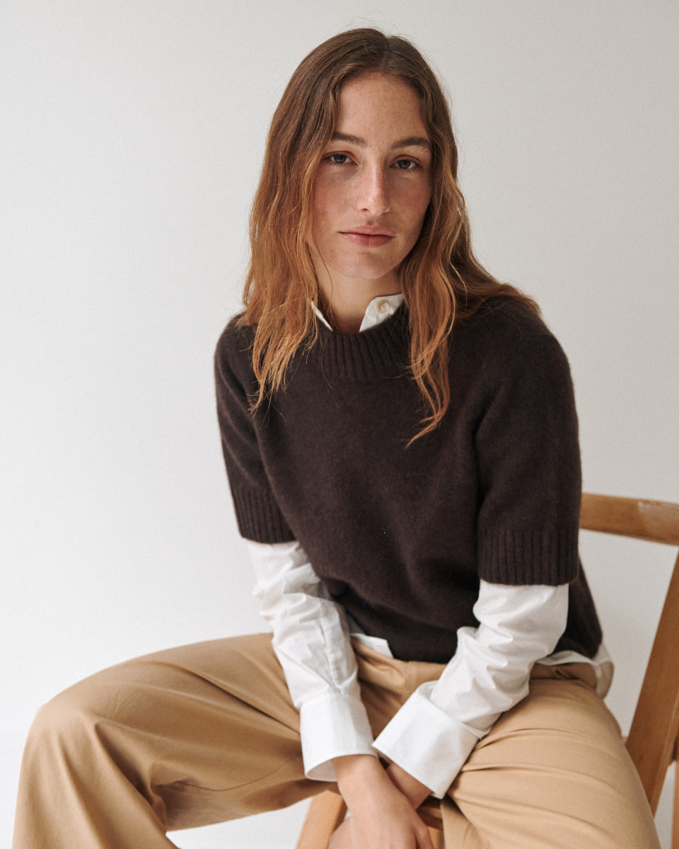 Beta Studios Mie Short Sleeves Cashmere Tops Compost